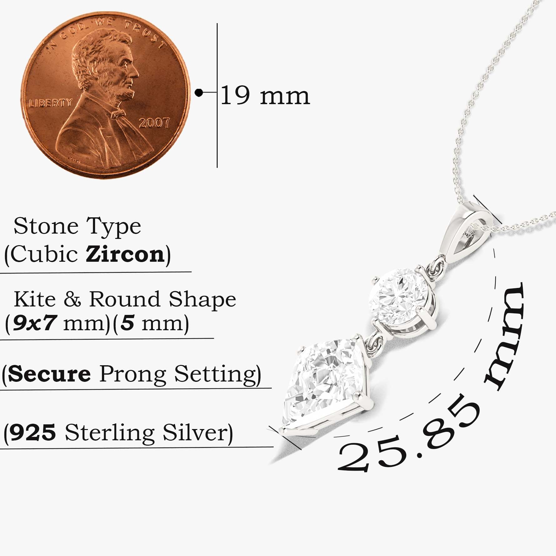 Gorgeous sparkle Zircon pendant 925 Sterling silver or Gold Vermail chain - Goodstone Jewels