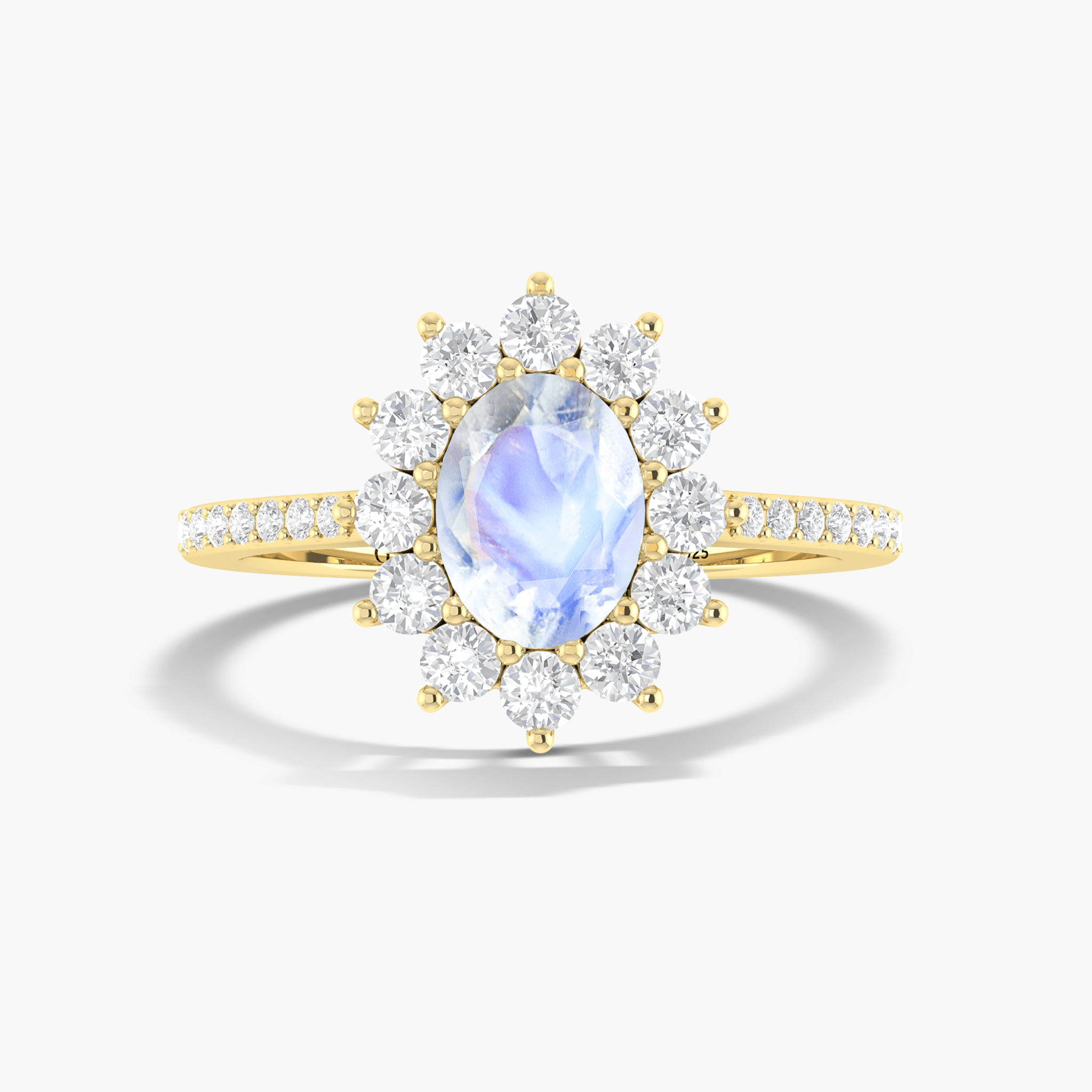 Gorgeous white Rainbow Moonstone Gold Wedding ring - Goodstone Jewels