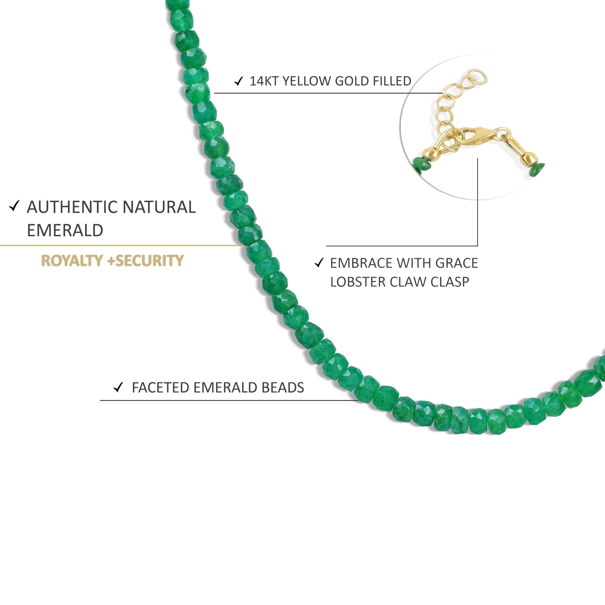 Grace In Green Emerald Beaded Necklace With 16 + 2 Inch Extender - Goodstone Jewels