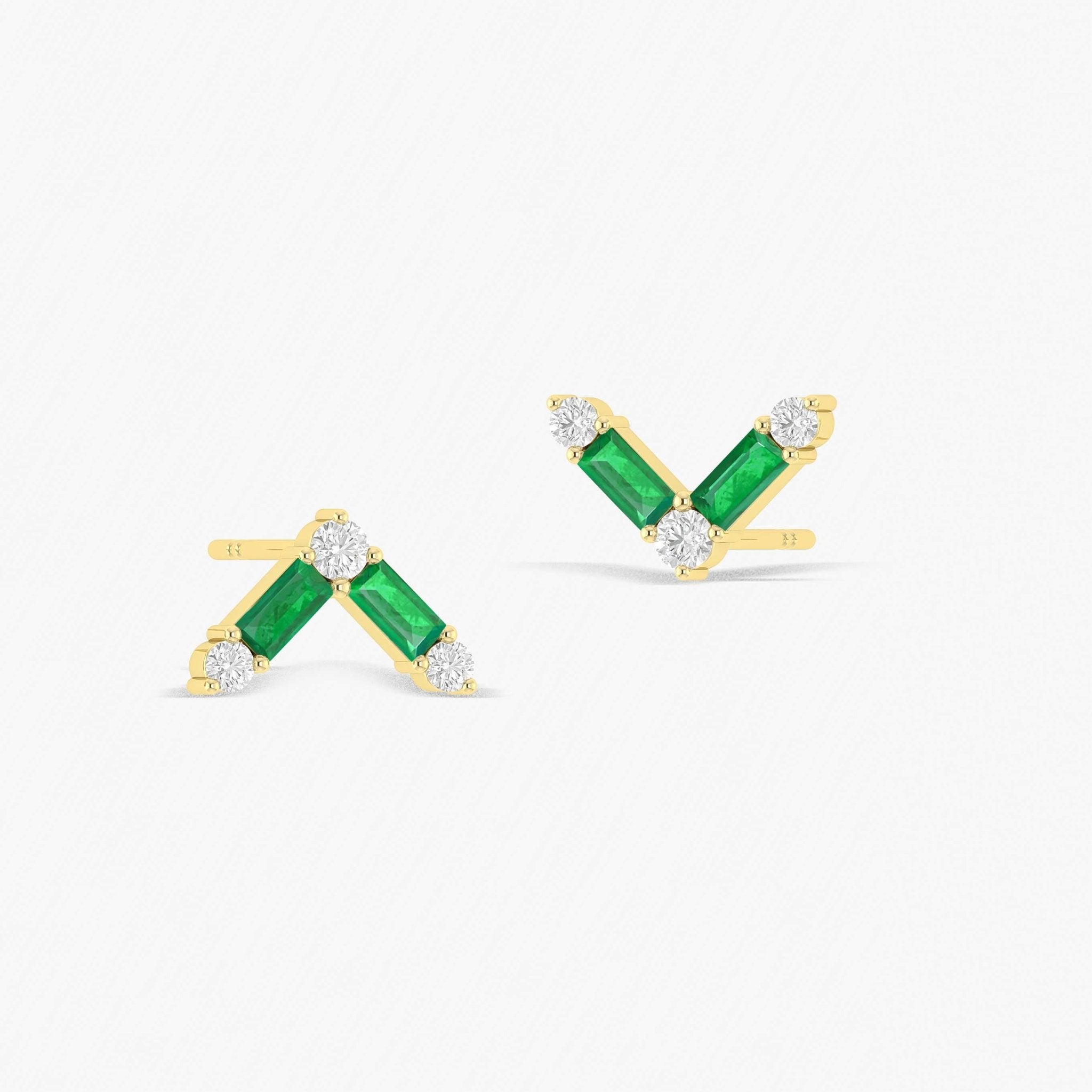 Green Emerald AV Style Stud Earring - Goodstone Jewels