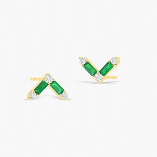 Green Emerald AV Style Stud Earring