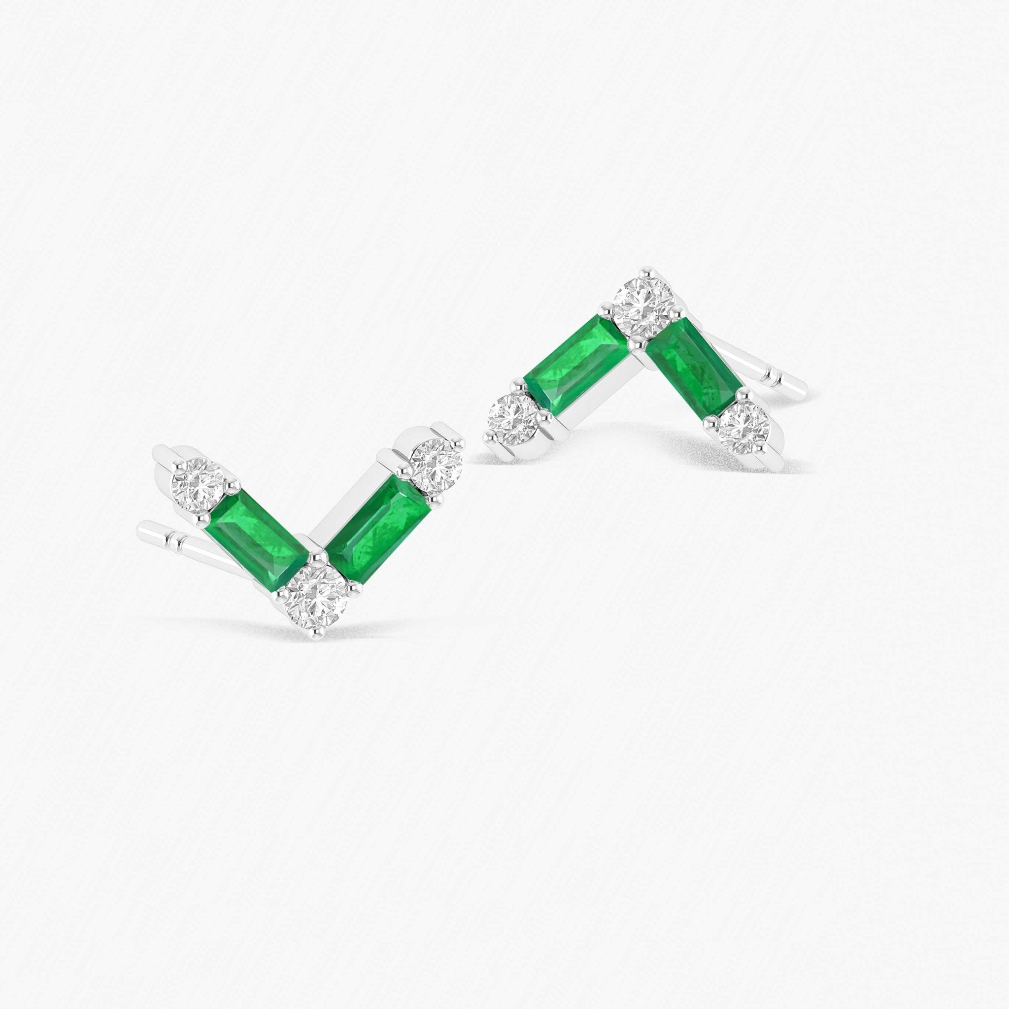 Green Emerald AV Style Stud Earring - Goodstone Jewels