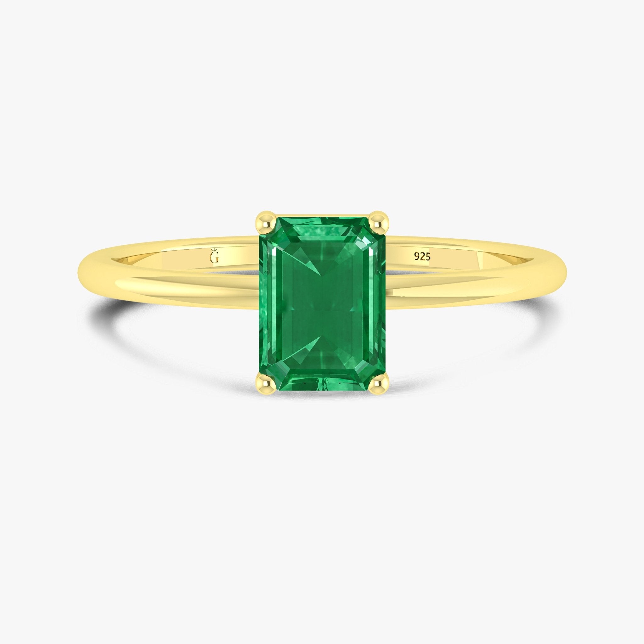 Green Emerald Faceted Cut Gemstone Ring - Goodstone Jewels