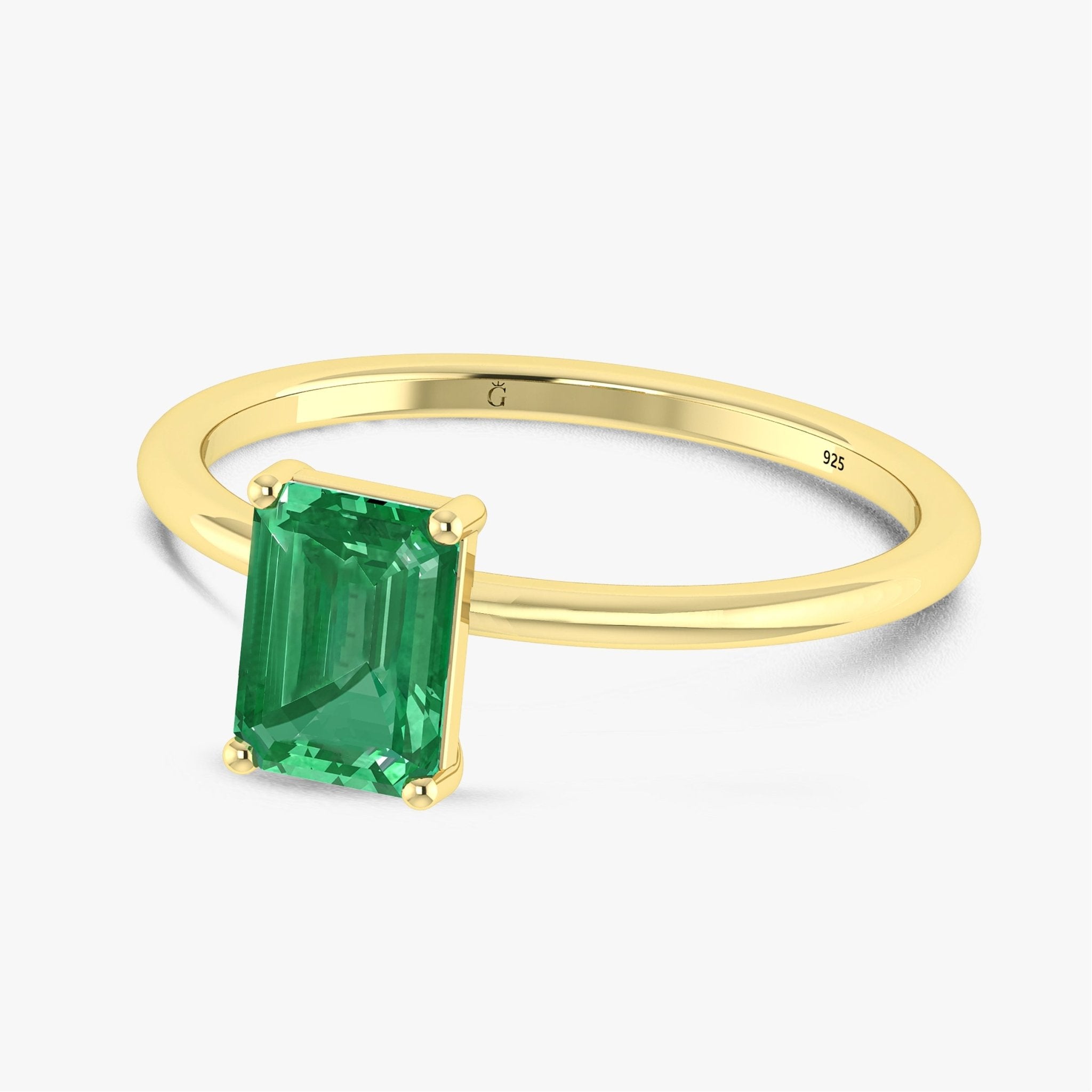 Green Emerald Faceted Cut Gemstone Ring - Goodstone Jewels