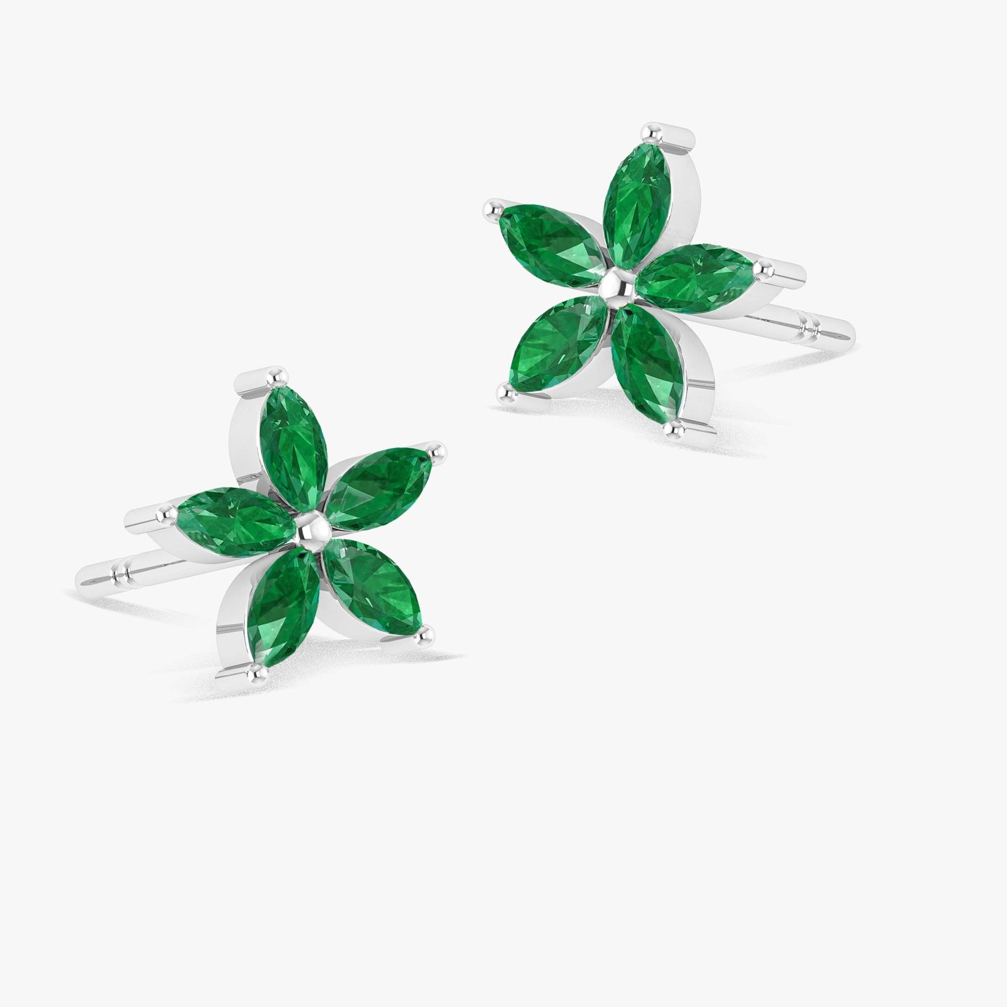 Green Emerald Flower Style Stud Earring - Goodstone Jewels
