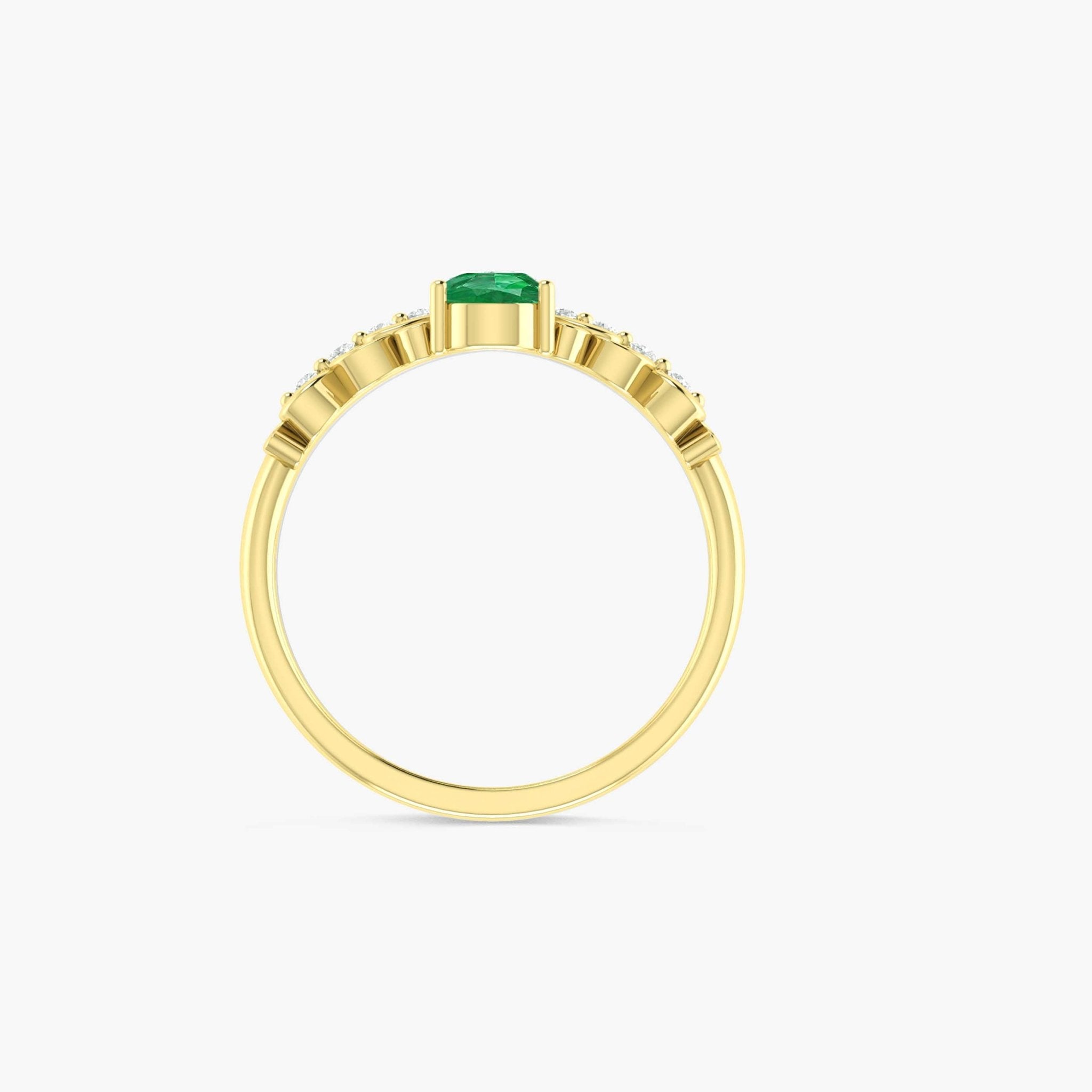 Green Emerald Gemstone Crown Style Ring - Goodstone Jewels
