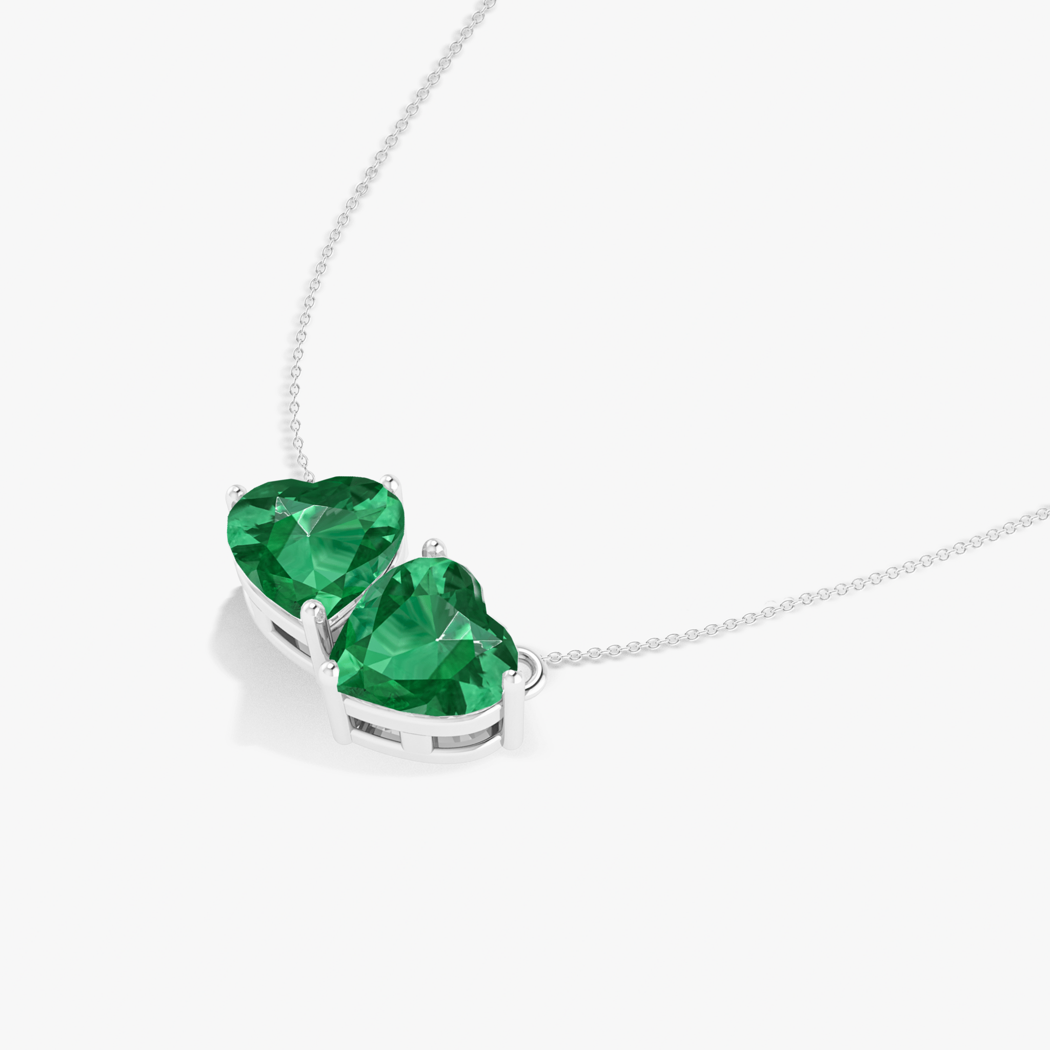 Green Emerald Gemstone Dual Heart Pendant - Goodstone Jewels