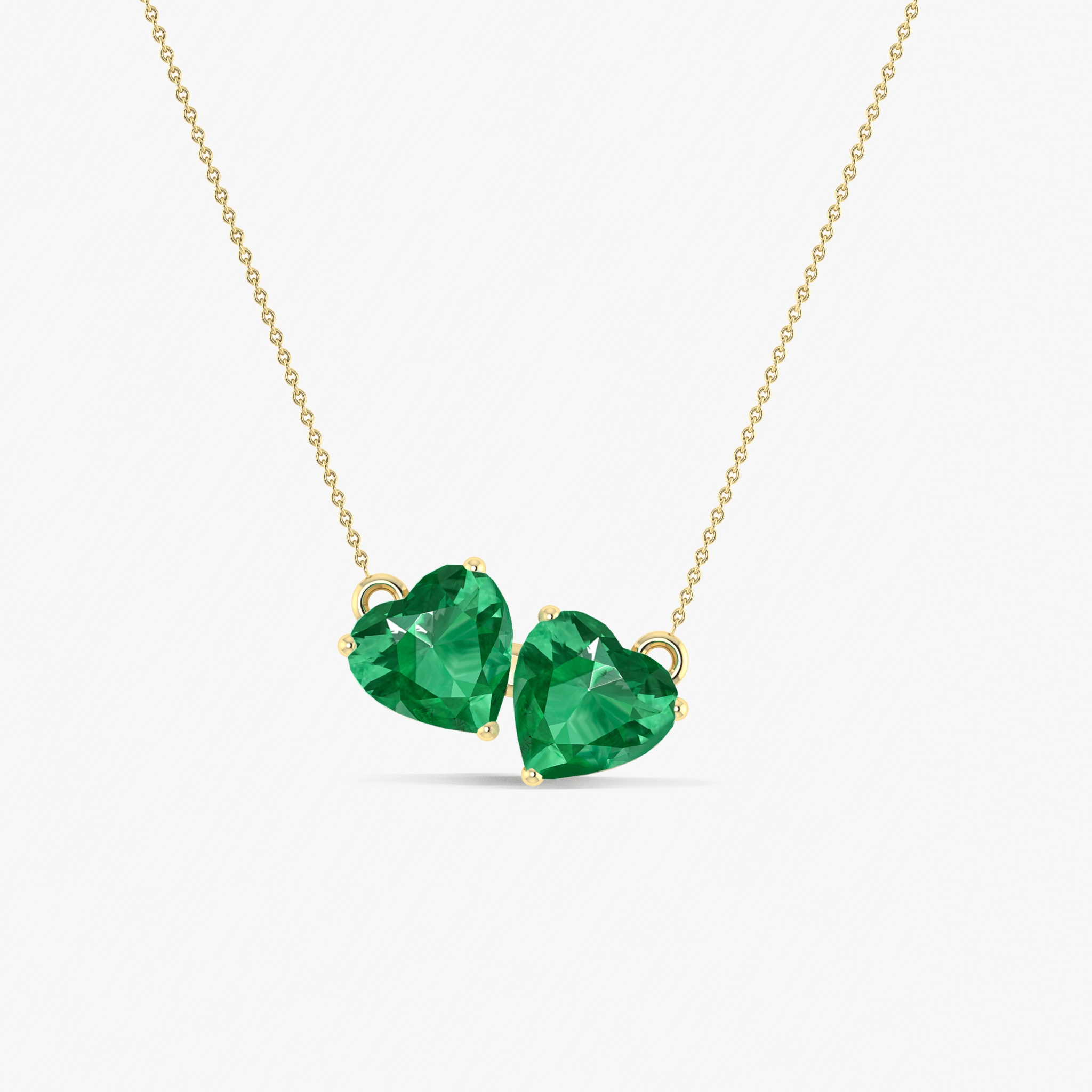 Green Emerald Gemstone Dual Heart Pendant - Goodstone Jewels