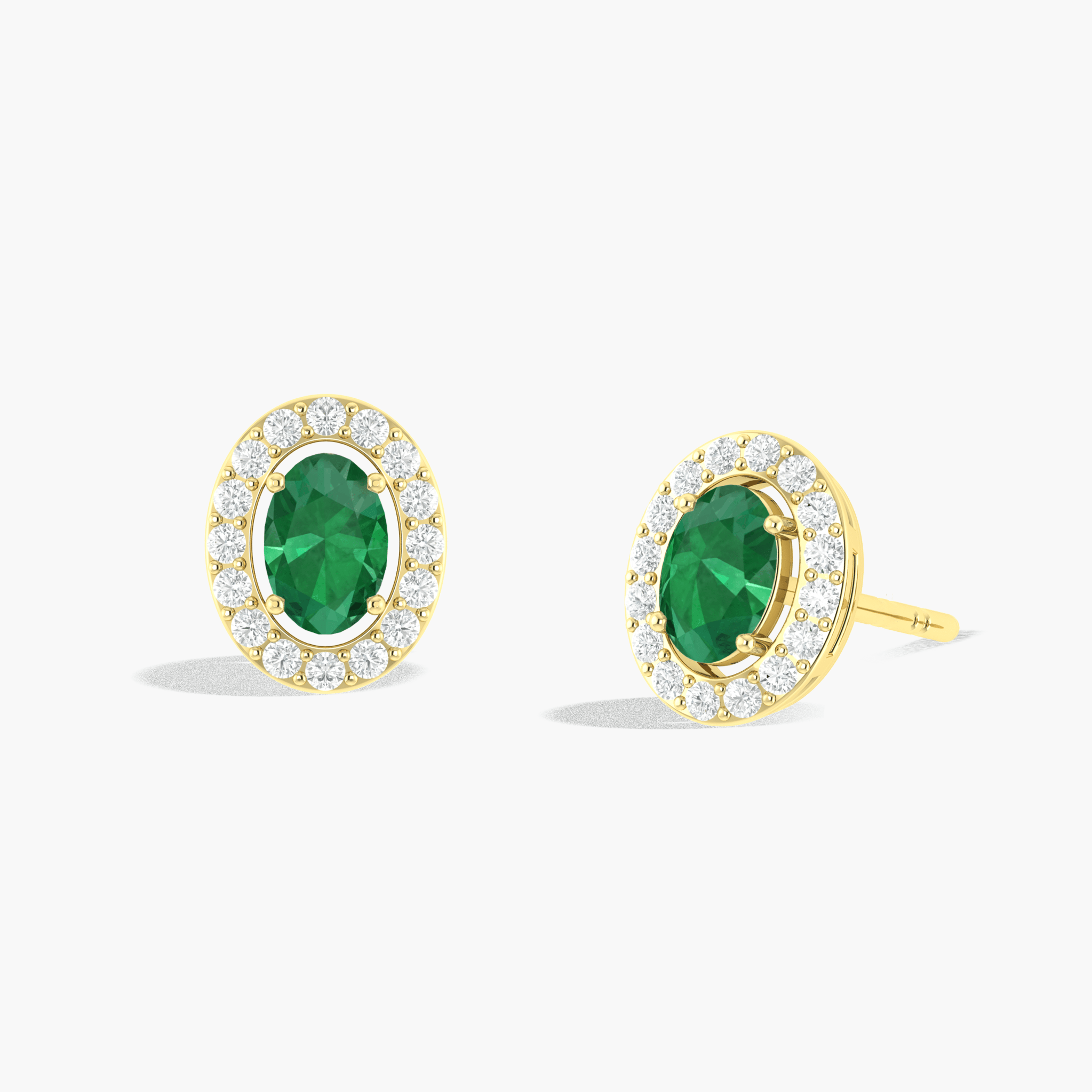 Green Emerald Gemstone Oval Style Stud Earring - Goodstone Jewels