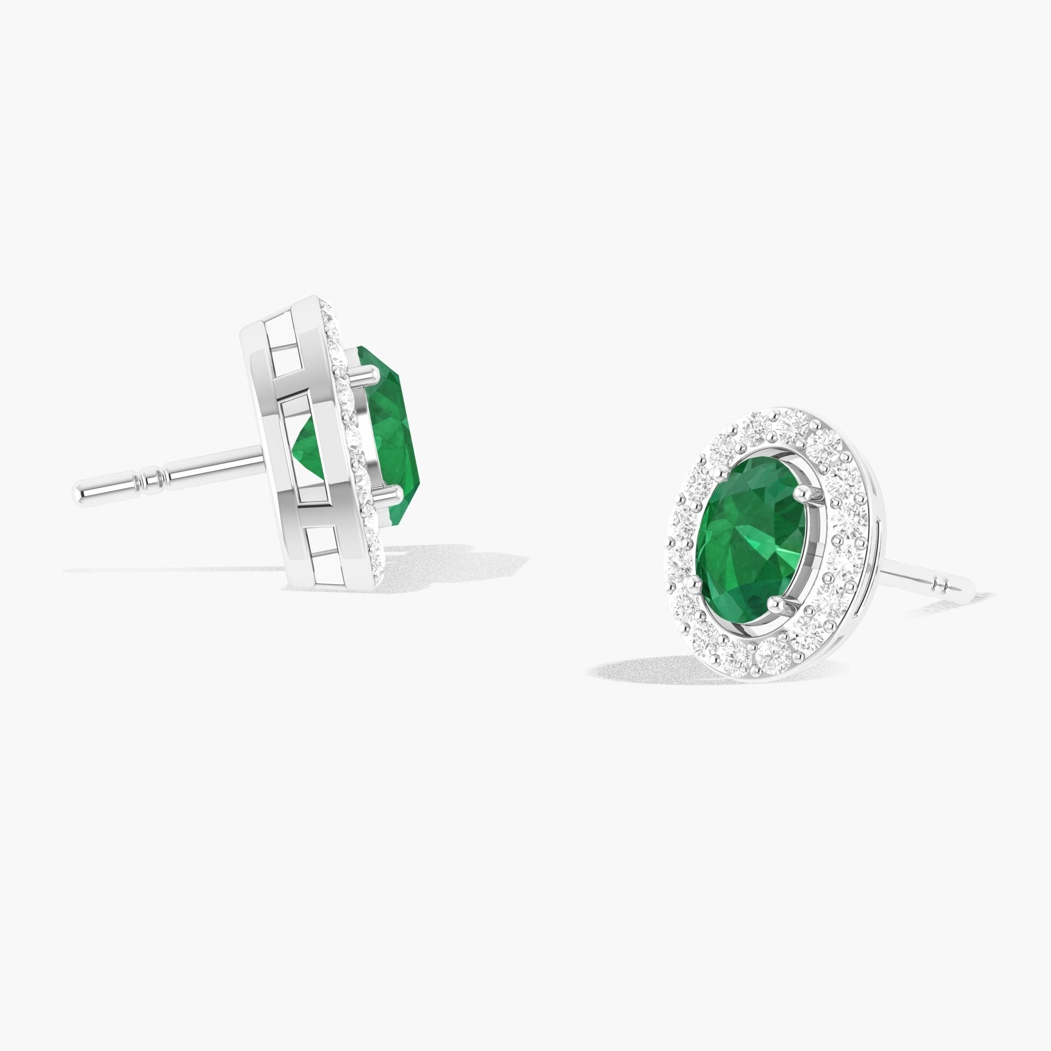 Green Emerald Gemstone Oval Style Stud Earring - Goodstone Jewels