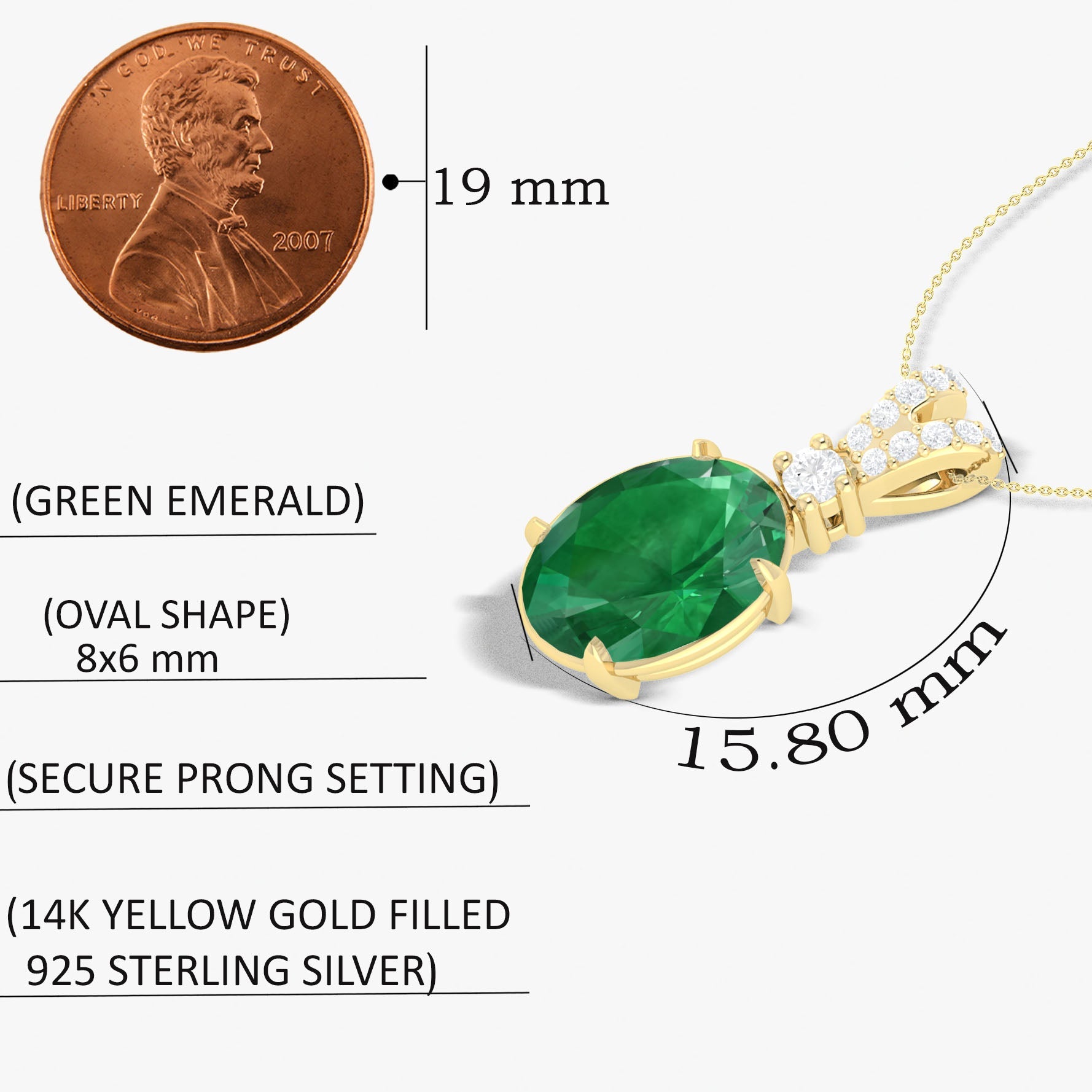 Green Emerald Gemstone Pendant Necklace - Goodstone Jewels