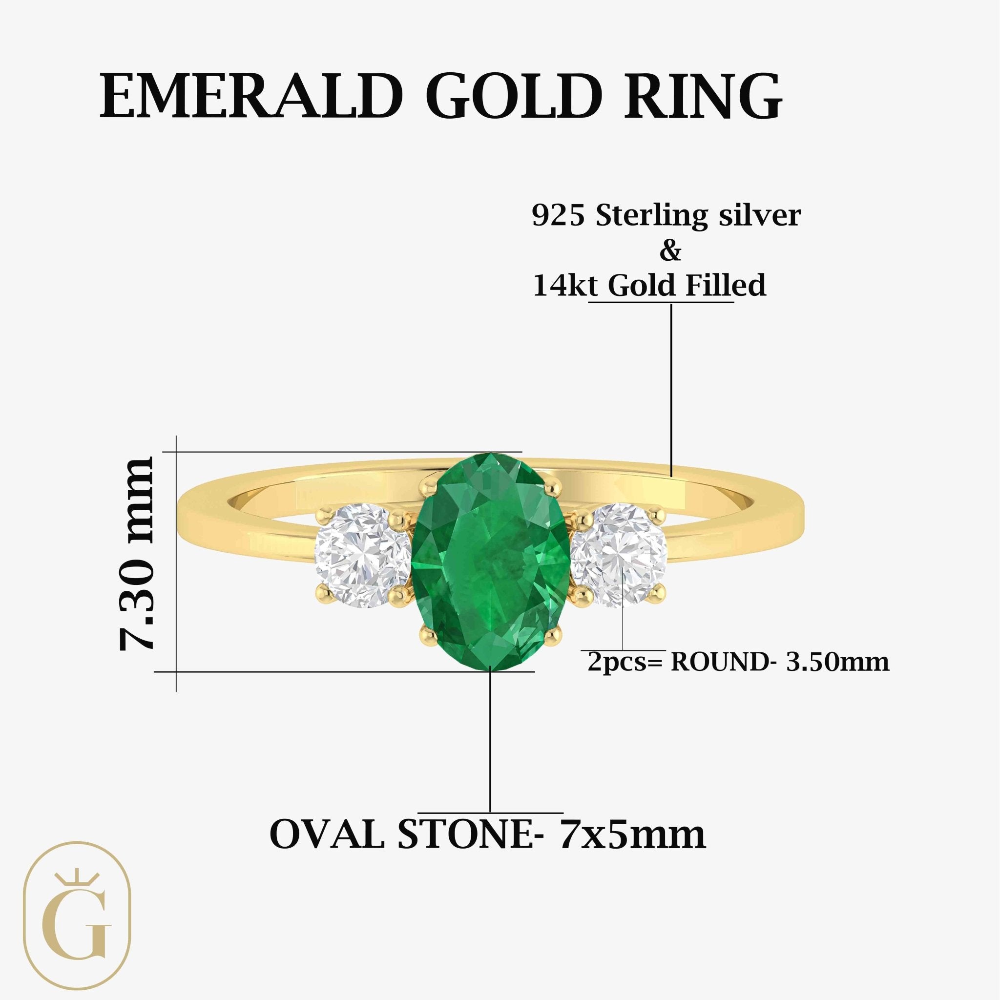 Green Emerald Gemstone Ring - Goodstone Jewels