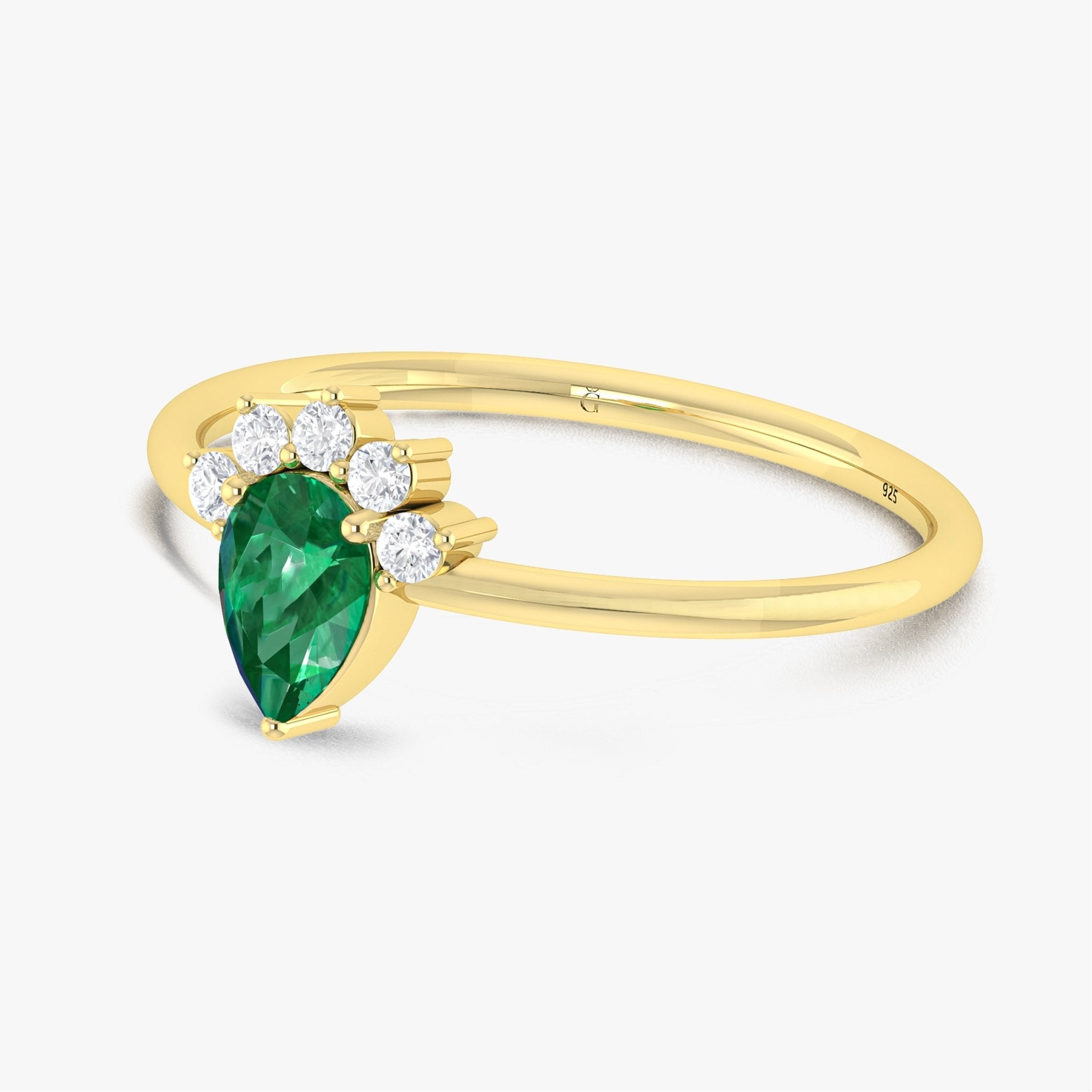 Green Emerald Pear Gemstone Ring - Goodstone Jewels