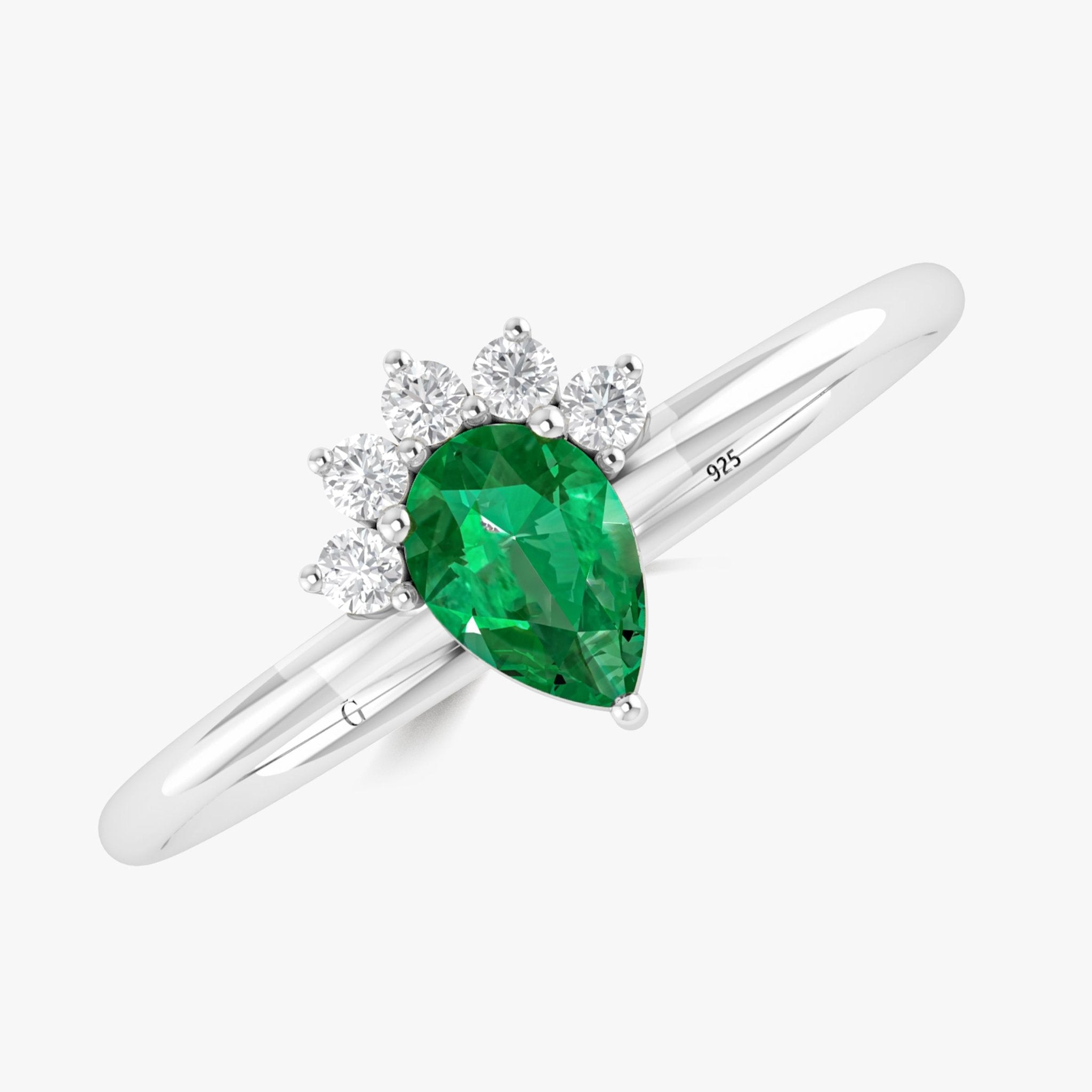 Green Emerald Pear Gemstone Ring - Goodstone Jewels