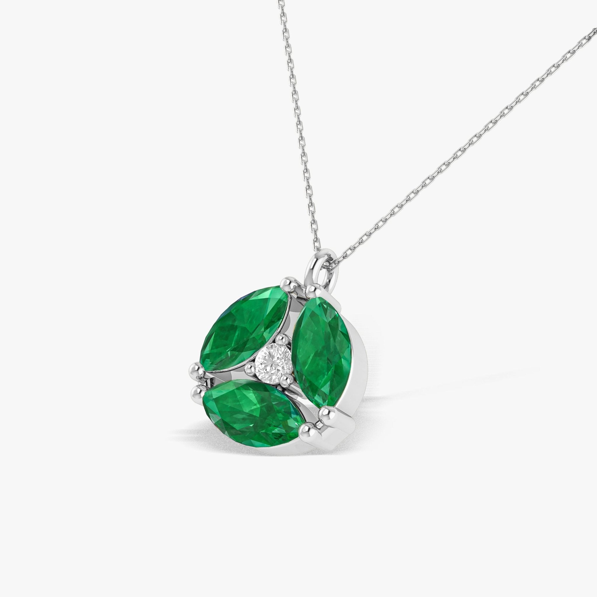Green Emerald Three Stone Round Pendant - Goodstone Jewels