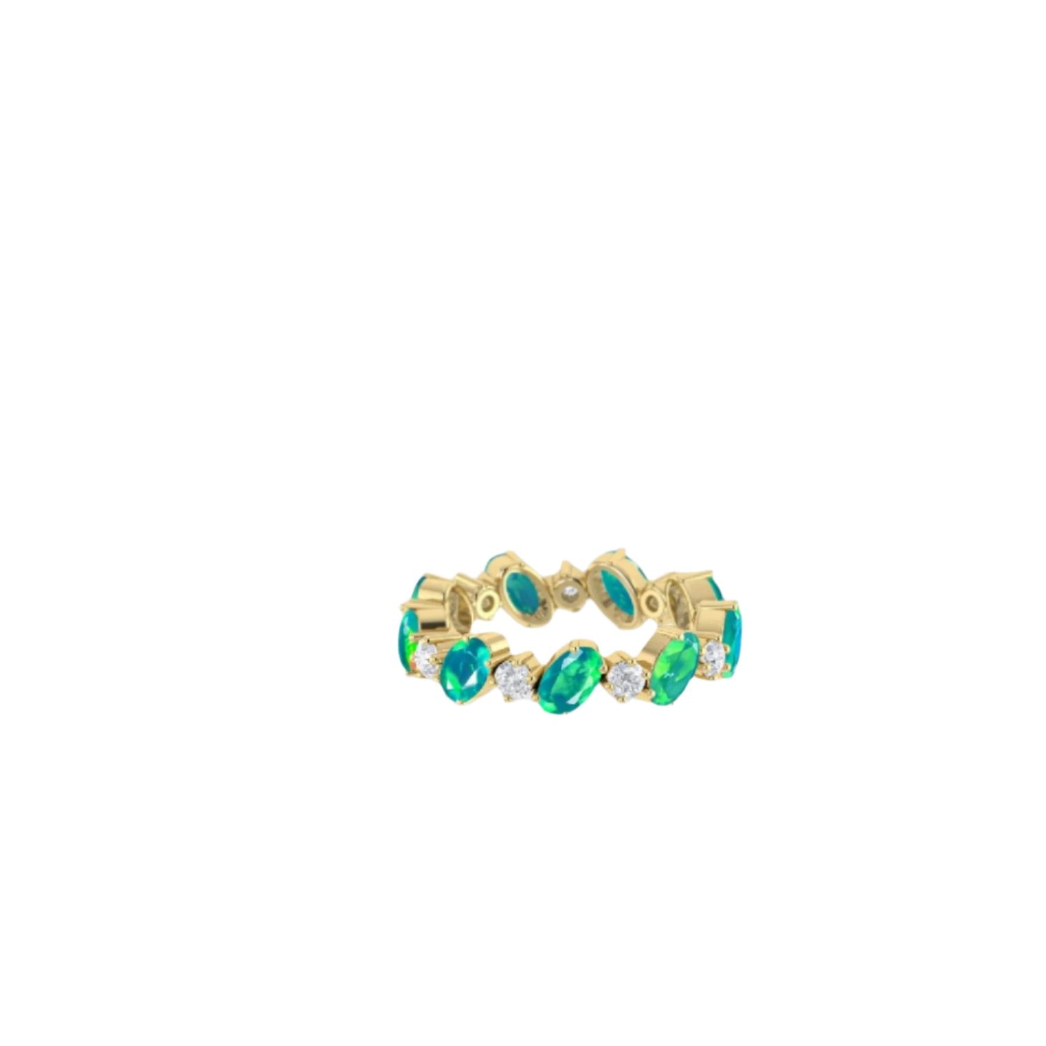 Green Fire Oval Faceted Opal Ring for Women - Goodstone Jewels