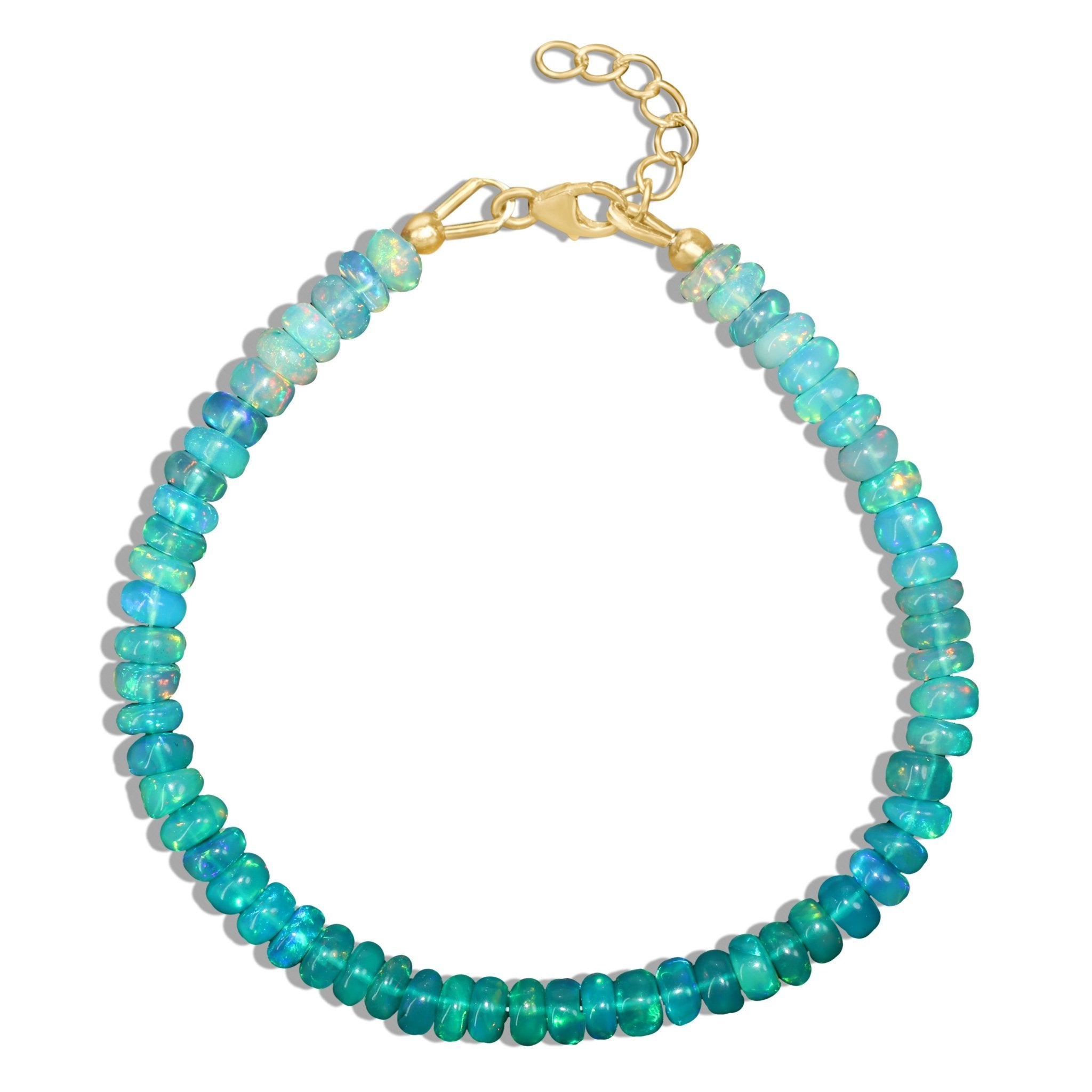 Green Opal Plain Shaded Beaded Bracelet Natural Birthstone - Goodstone Jewels