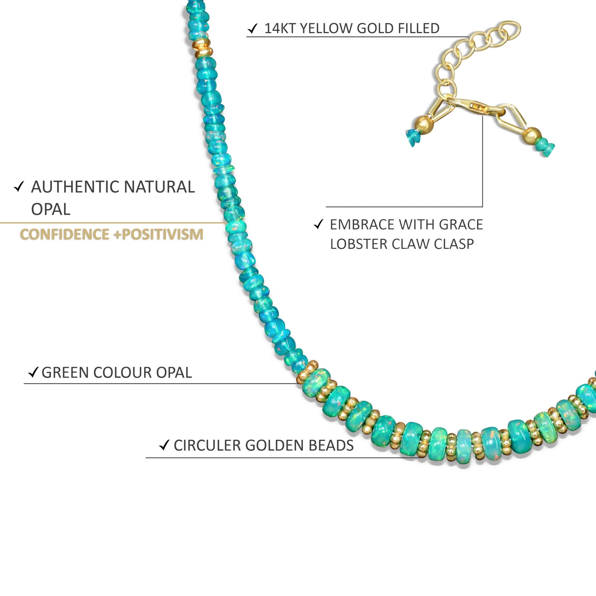 Green opal Rondelle beaded Necklace, Paraiba opal Bead Necklace, 16 to 24 Inch - Goodstone Jewels