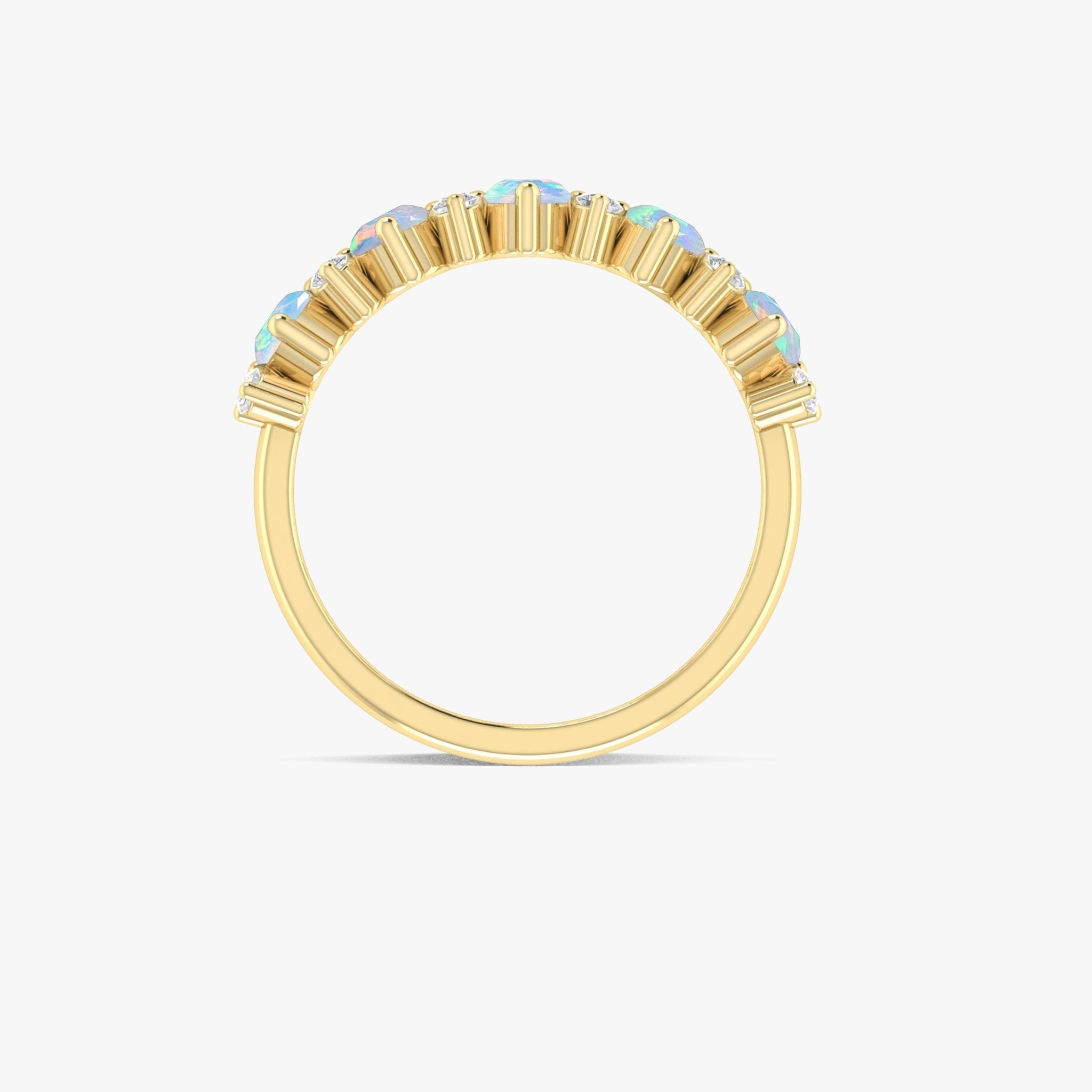 Half Eternity Ring with Natural White Opal and Zircon - Goodstone Jewels