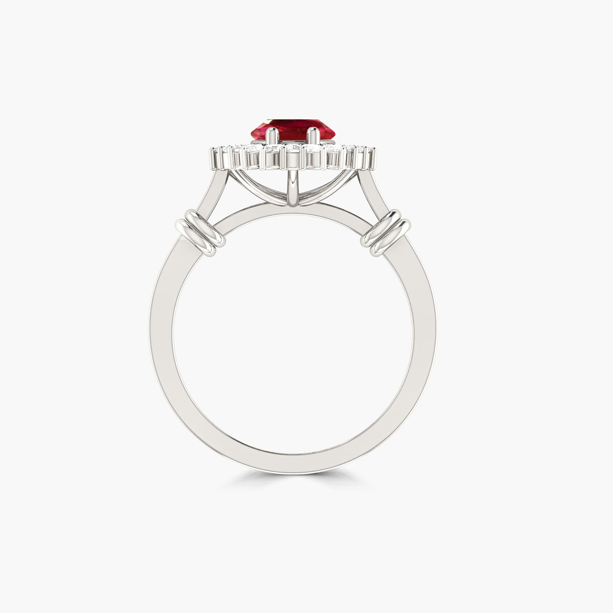Halo Wedding Ring with Oval Shape Natural Ruby - Goodstone Jewels