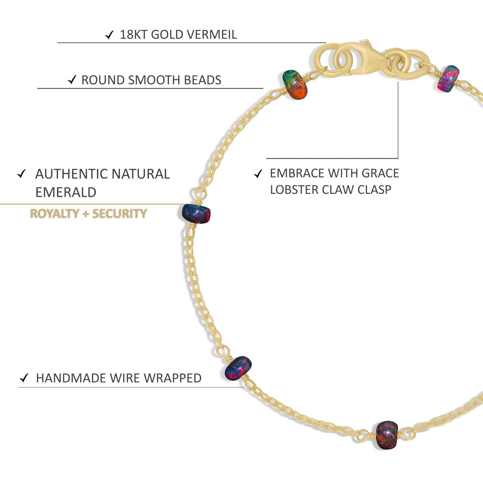 Handcrafted Rondelle black opal beads with chain bracelet - Goodstone Jewels