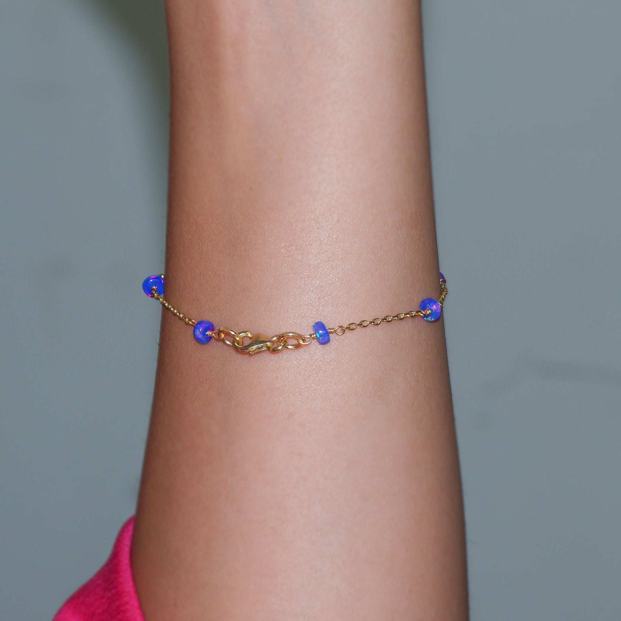 Handmade Blue Opal Chain Beaded Bracelet - Goodstone Jewels