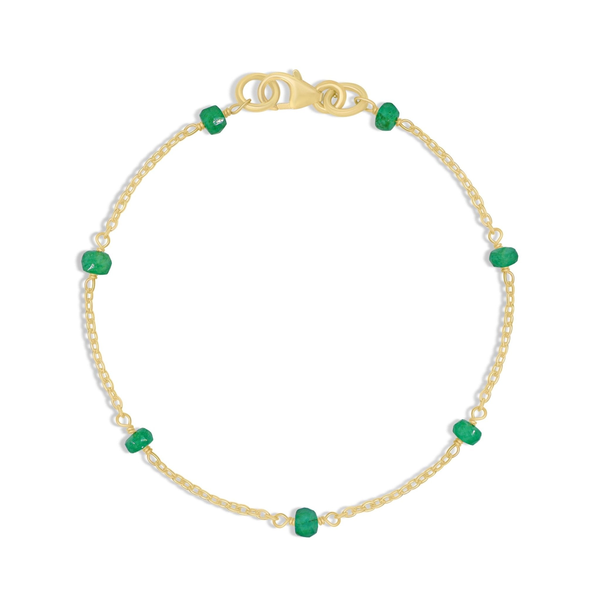 Handmade Emerald Smooth Beaded Chain Bracelet - Goodstone Jewels