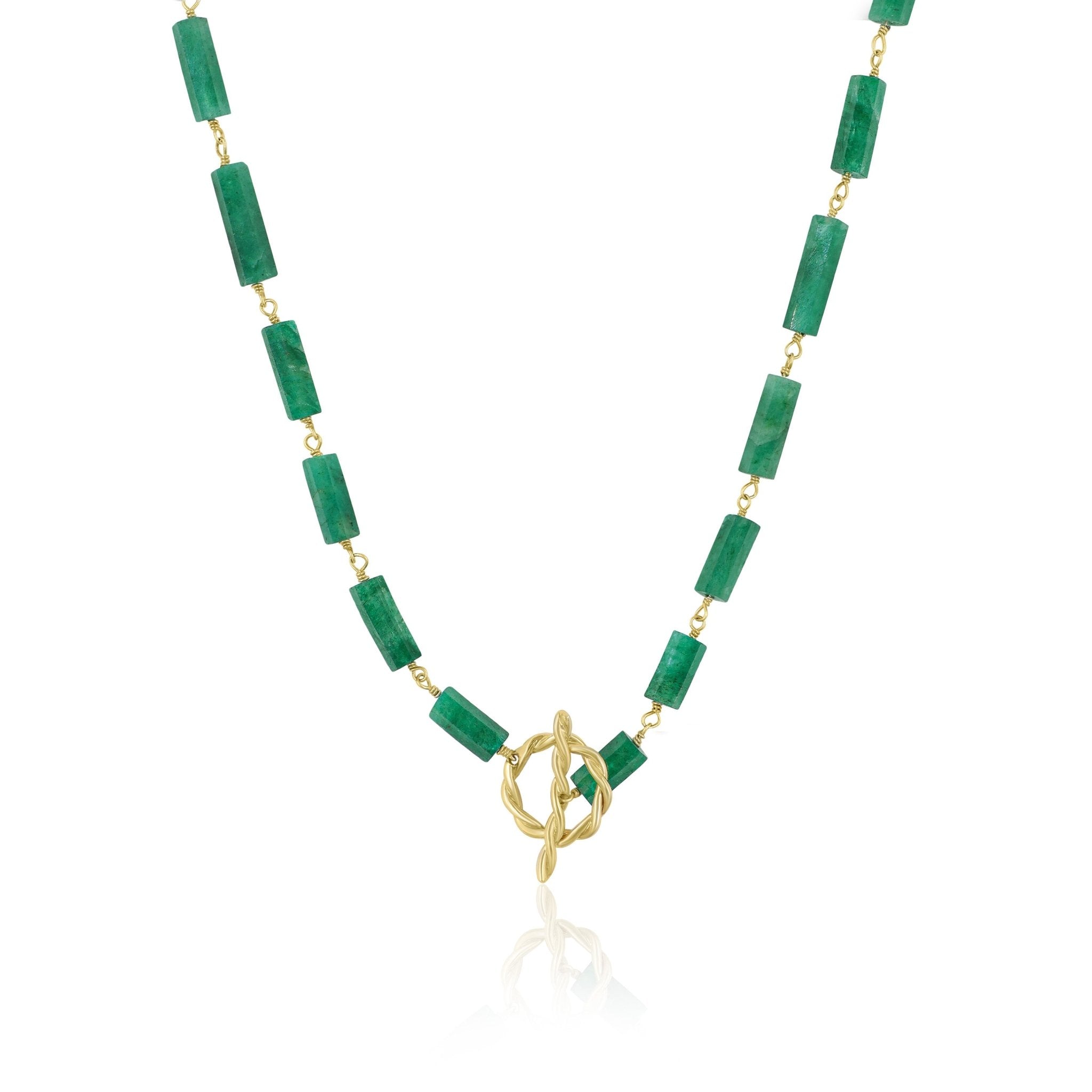 Handmade Natural Emerald Pencil Wire Wrap Necklace - Goodstone Jewels