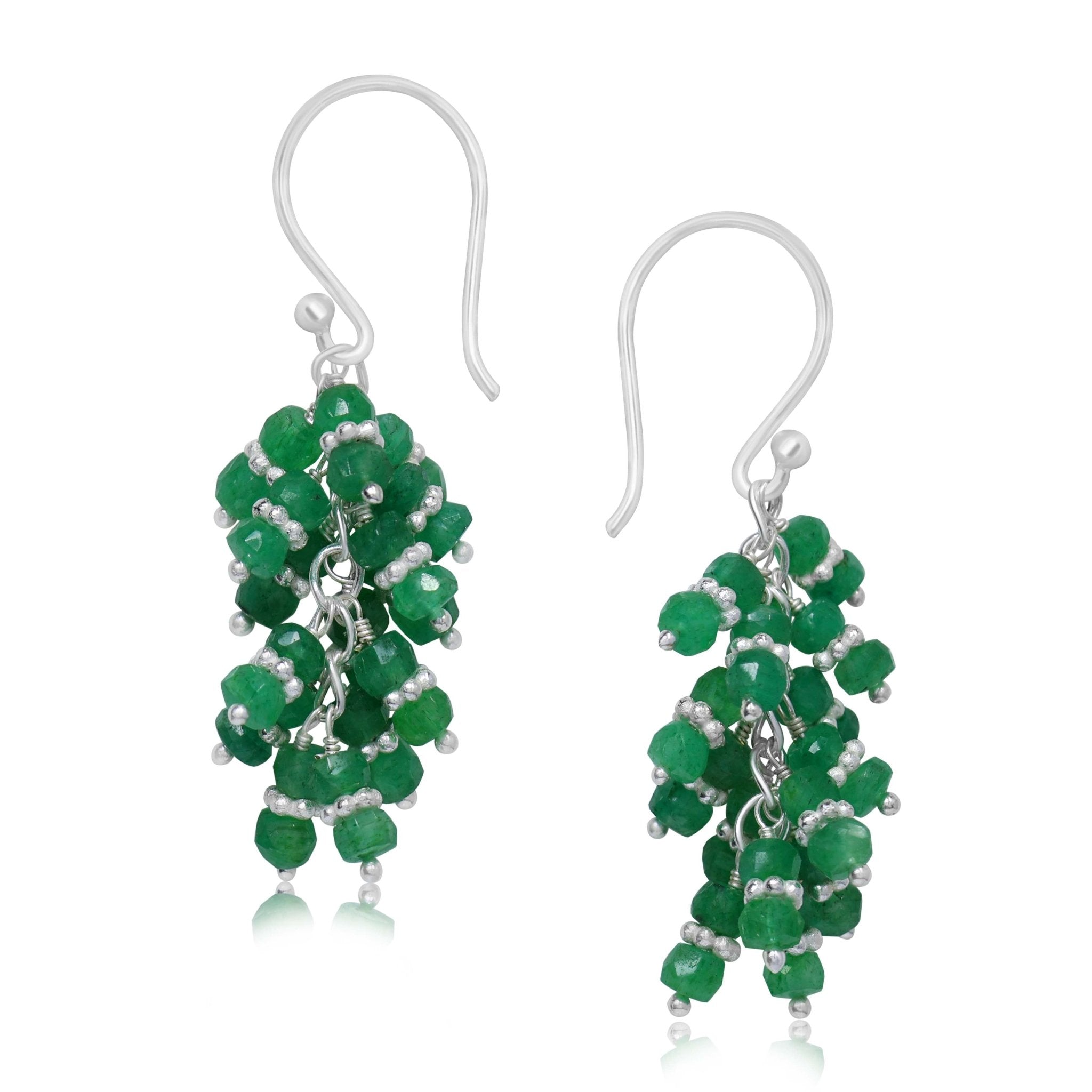 Handmade Wire Wrapping Emerald Chakri Earrings - Goodstone Jewels