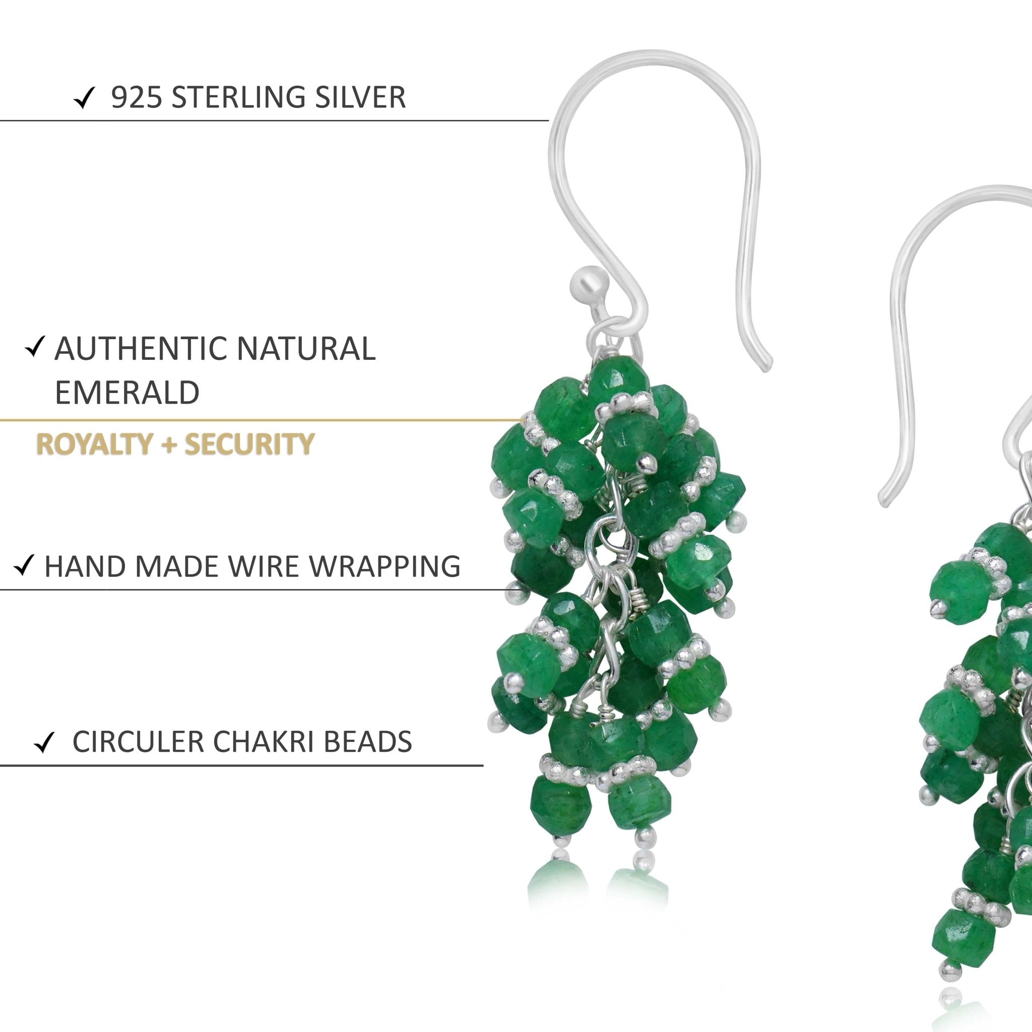 Handmade Wire Wrapping Emerald Chakri Earrings - Goodstone Jewels