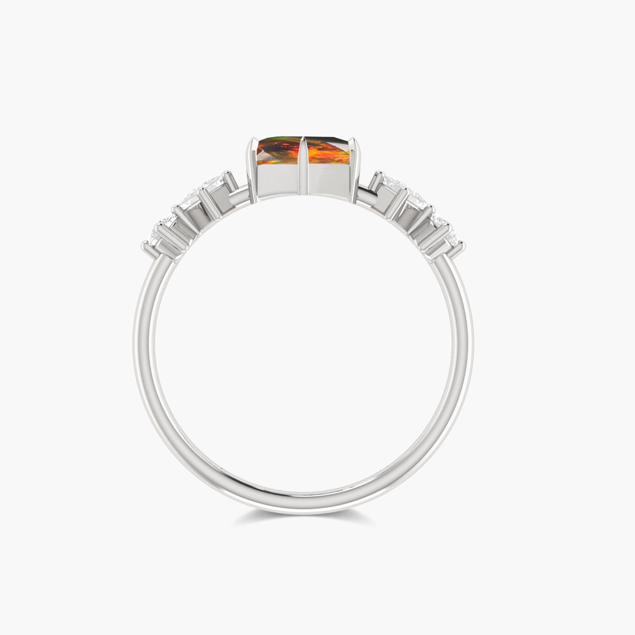 Hexagon Shape 6 MM Natural Black Opal Designer Ring - Goodstone Jewels