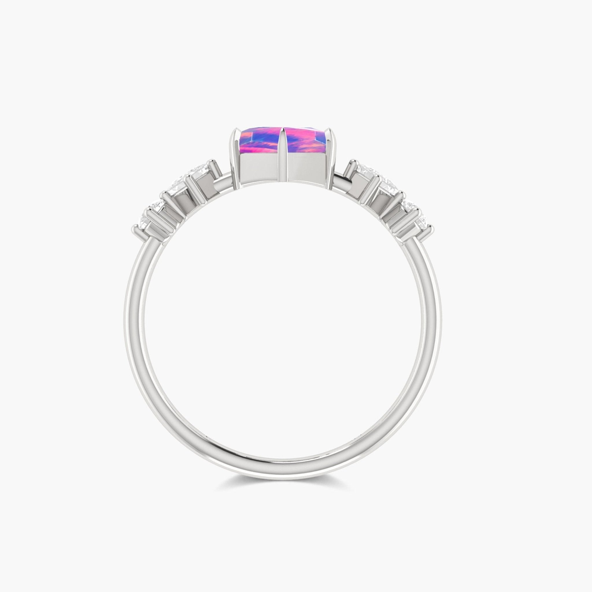 Hexagon Shape 6 MM Natural Lavender Opal Designer Ring - Goodstone Jewels