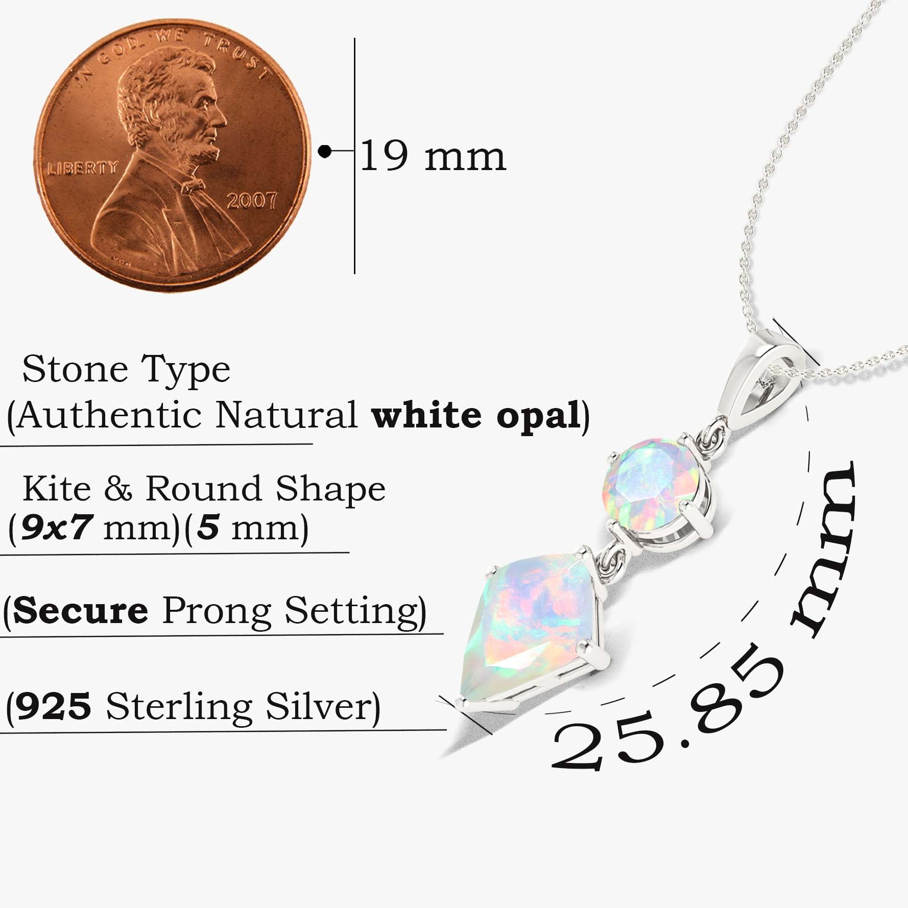Kite and Round Fire Ethiopian opal pendant Gold chain necklace - Goodstone Jewels
