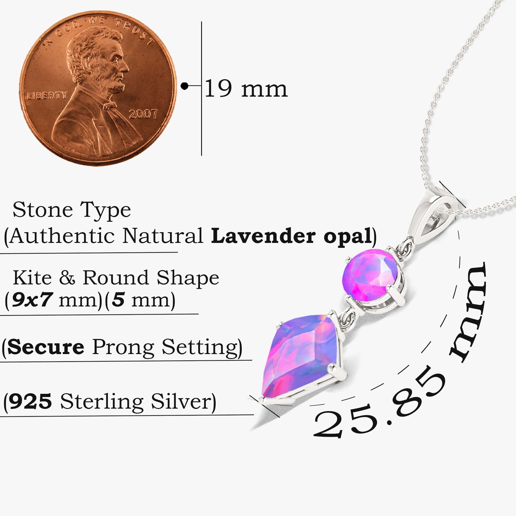 Kite and Round Fire Ethiopian opal pendant Gold chain necklace - Goodstone Jewels