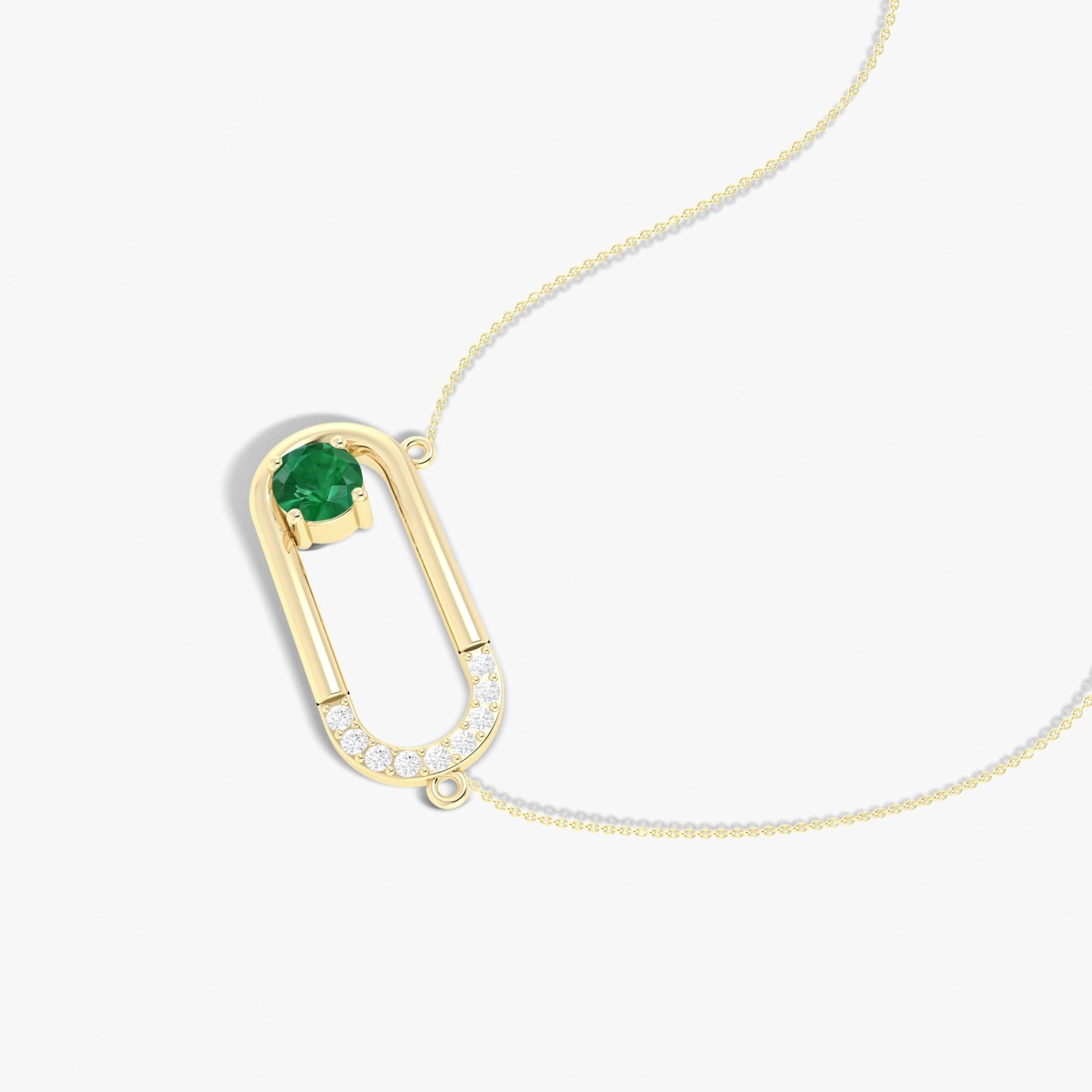 Lab Grown Emerald Pendant Chain necklace for women - Goodstone Jewels