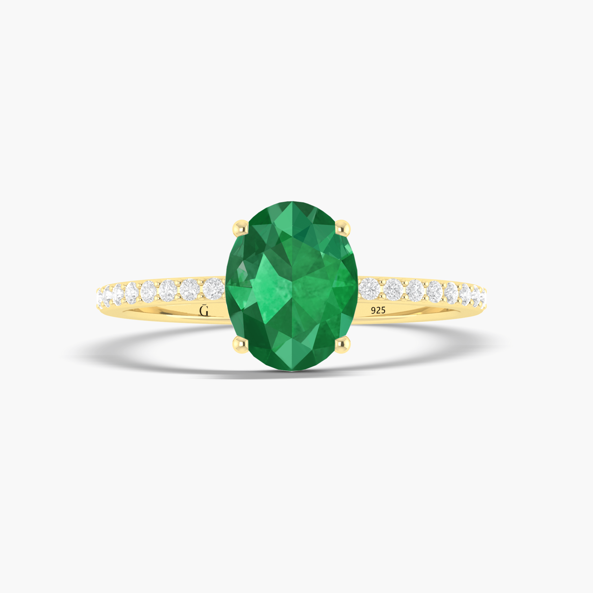 Lab Grown Green Emerald 6 x 8 MM Oval Statement ring - Goodstone Jewels