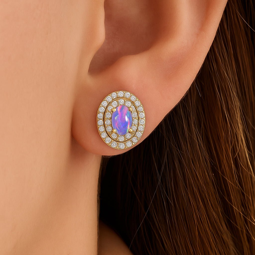 Lavender AAA Opal Push Back Stud Earrings for Her - Goodstone Jewels