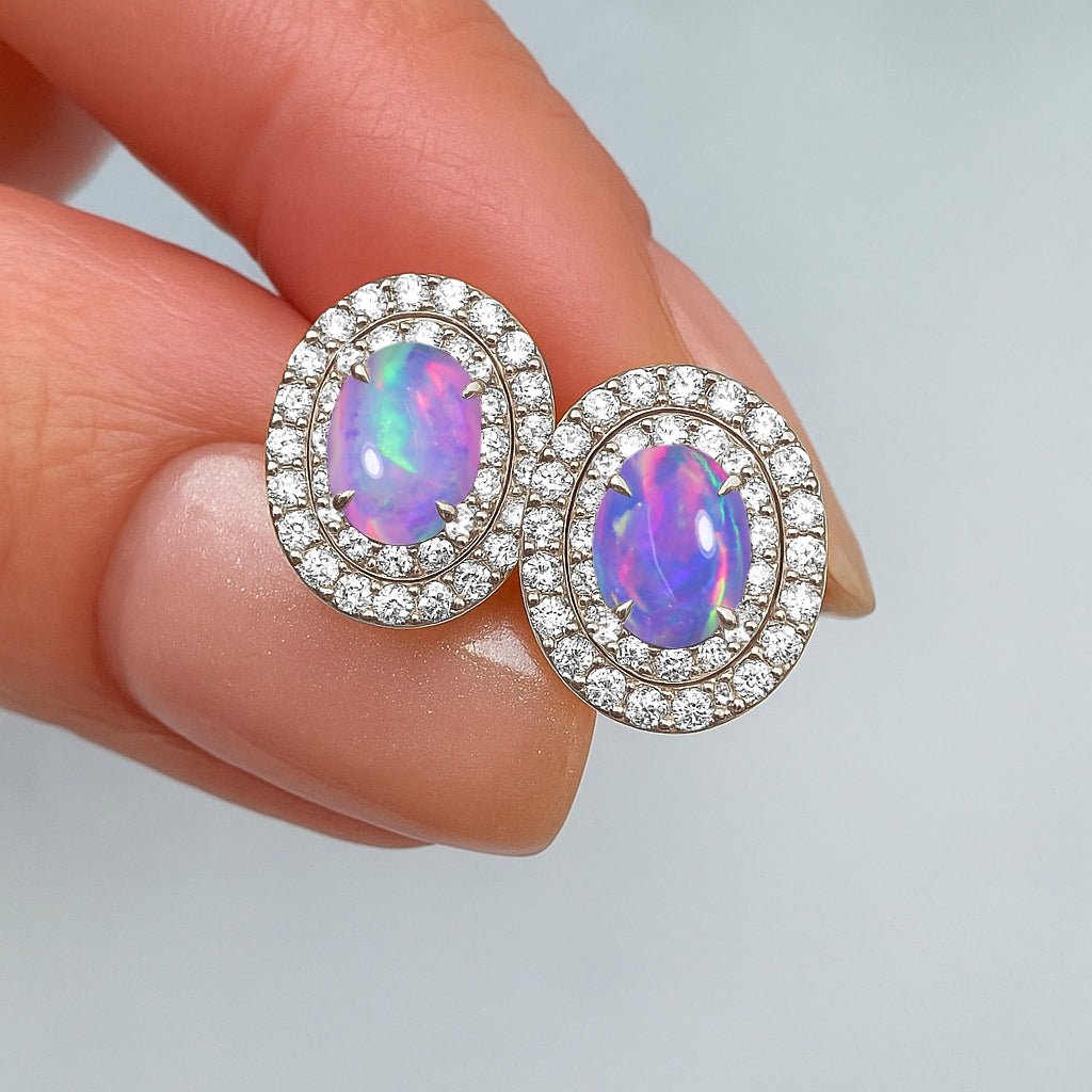 Lavender AAA Opal Push Back Stud Earrings for Her - Goodstone Jewels