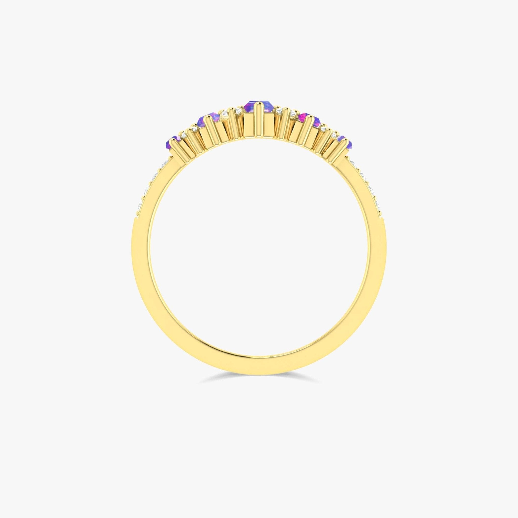 Lavender Baguette Fire Opal Gemstone Ring - Goodstone Jewels