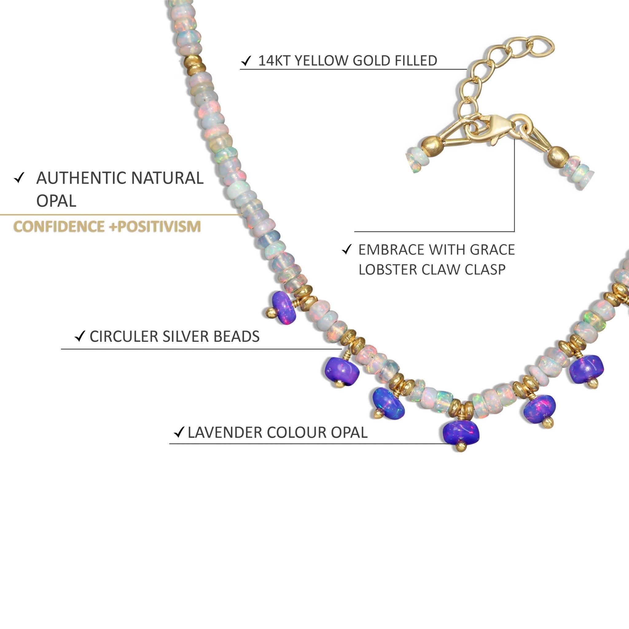 Lavender drop beads with Rondelle white opal beads necklace - Goodstone Jewels