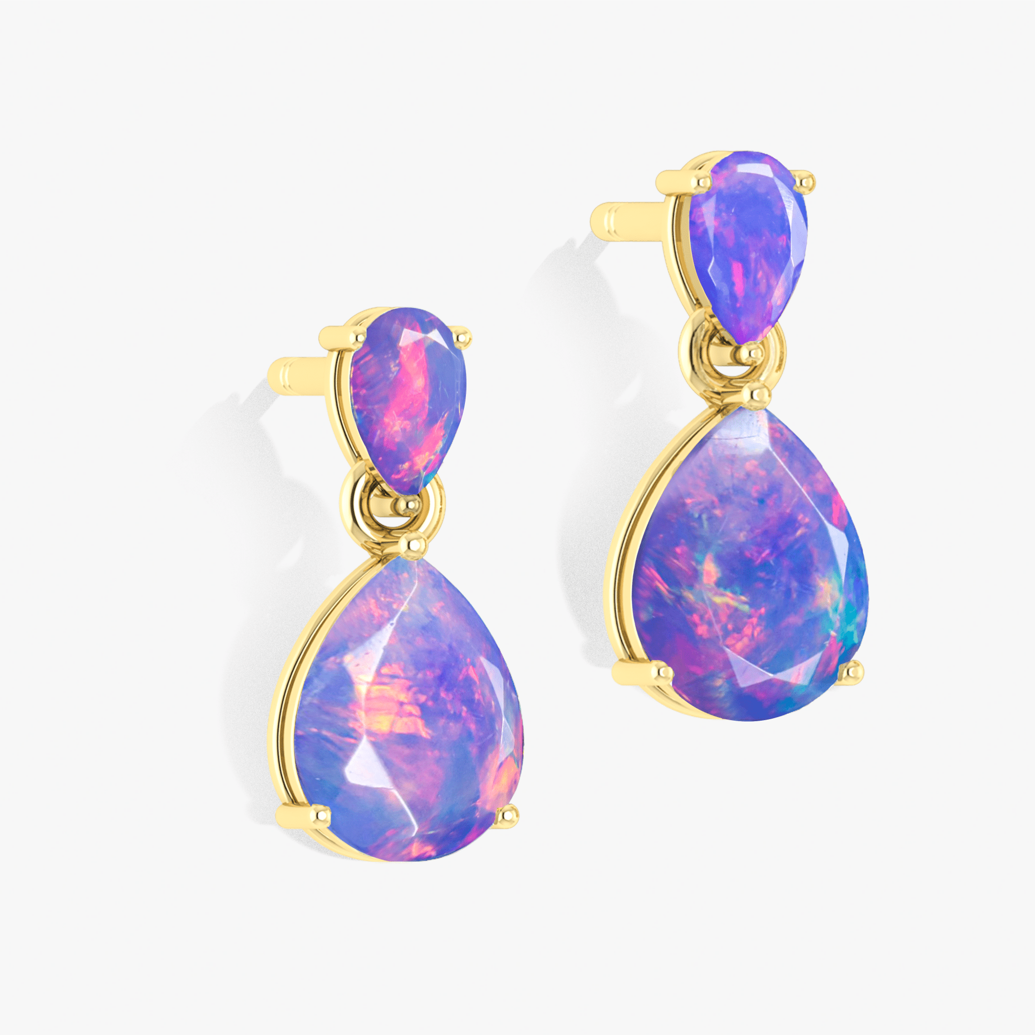 Lavender Dual Opal Pear Drop Stud Earrings - Goodstone Jewels