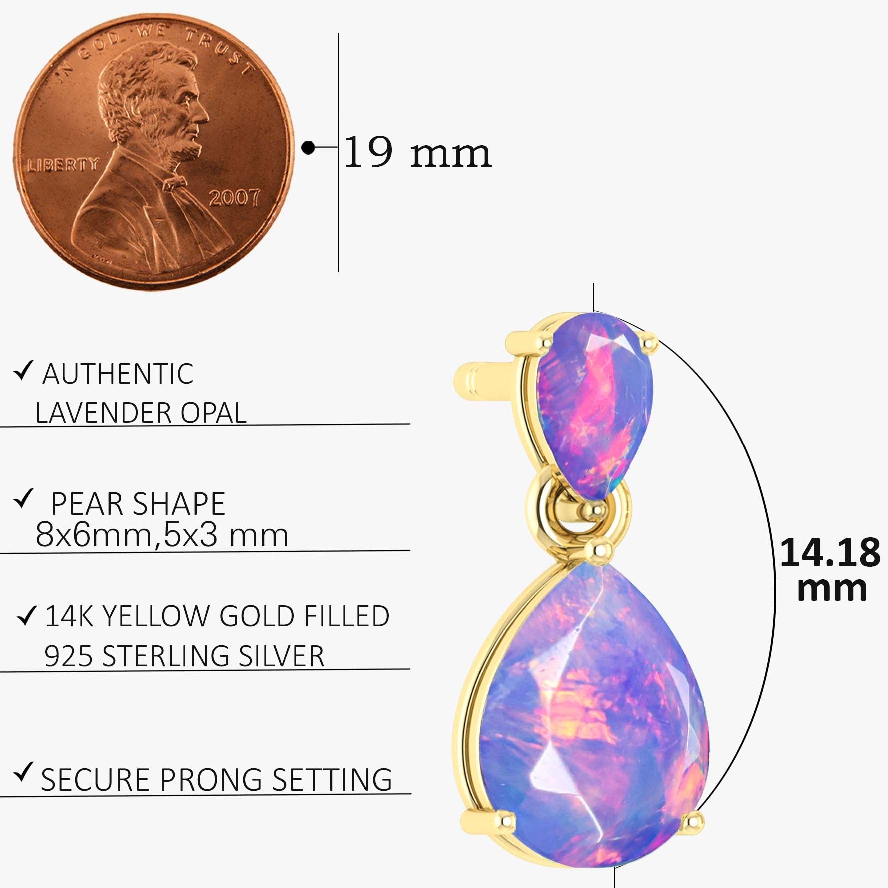 Lavender Dual Opal Pear Drop Stud Earrings - Goodstone Jewels