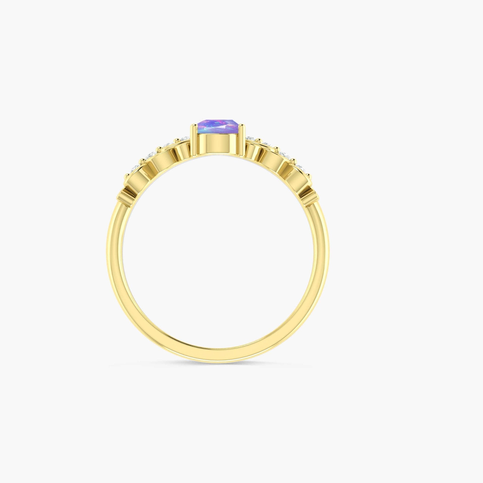Lavender Ethiopian Opal Gemstone Crown Style Ring - Goodstone Jewels