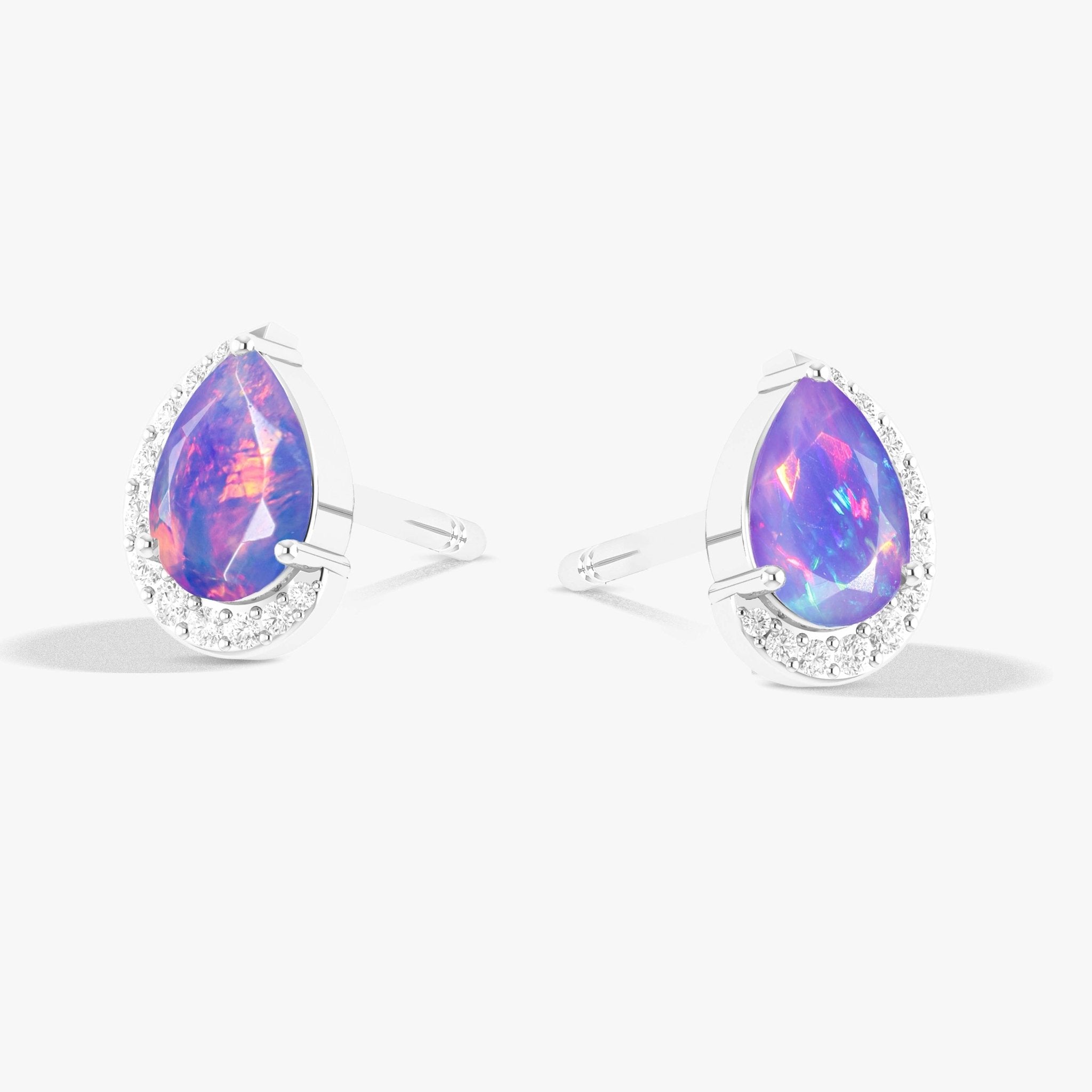 Lavender Ethiopian Opal Pear Design Stud Earring - Goodstone Jewels