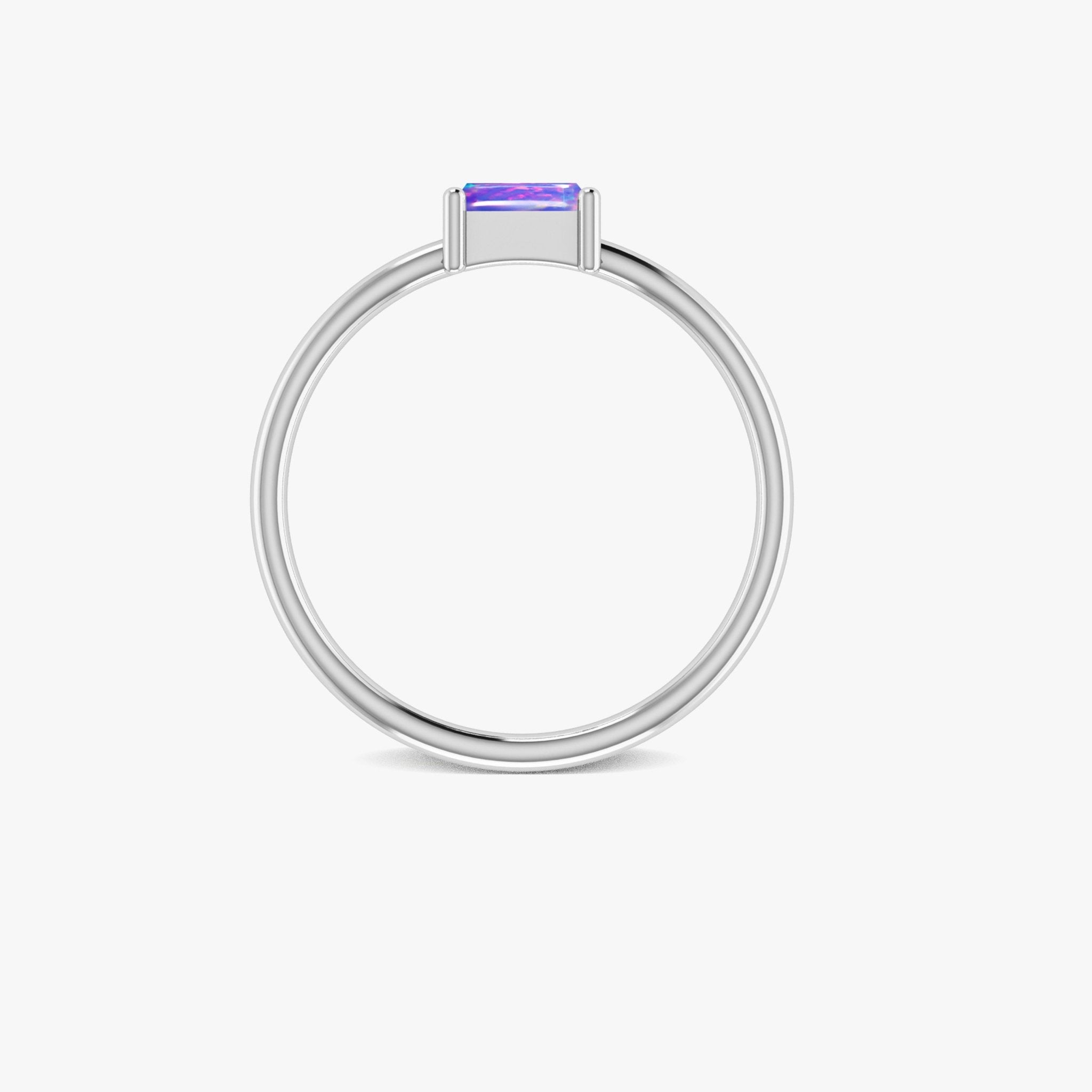 Lavender Fire Opal Baguette Gemstone Minimalist Ring - Goodstone Jewels