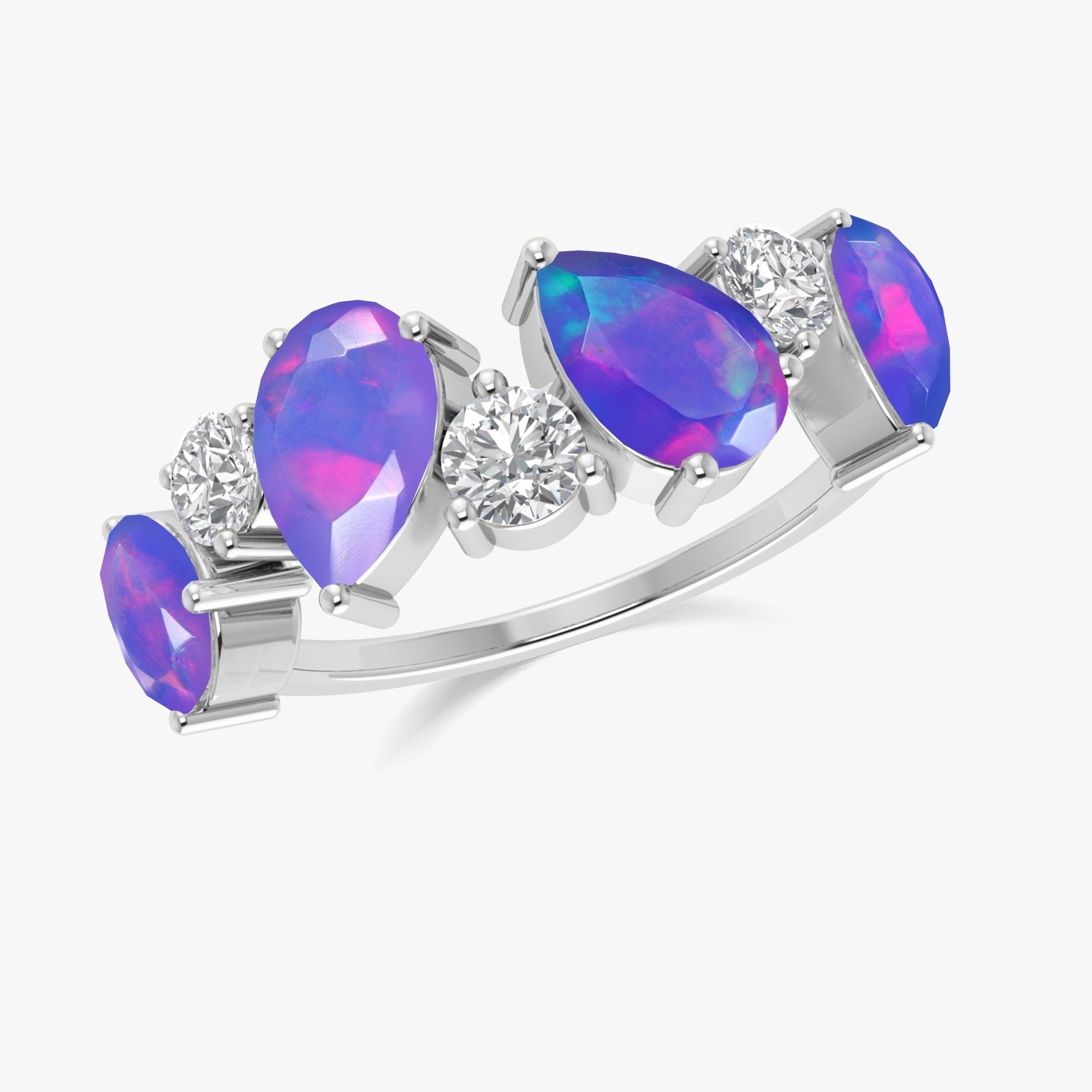 Lavender Fire Opal Four Stone Design Ring - Goodstone Jewels