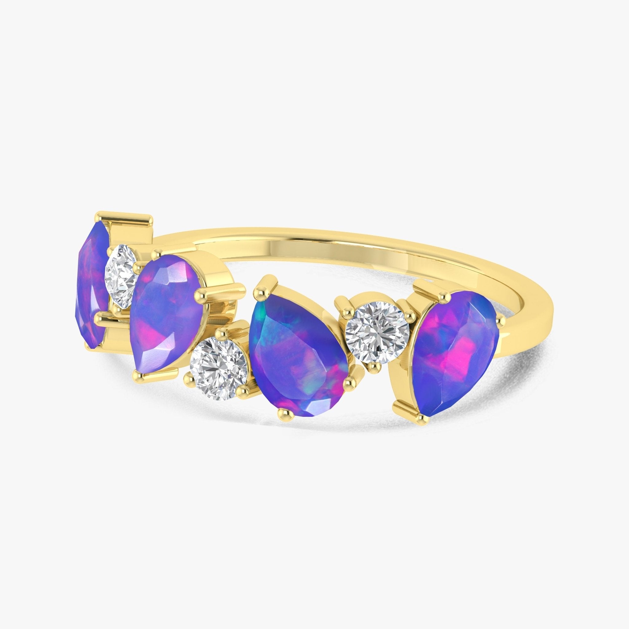 Lavender Fire Opal Four Stone Design Ring - Goodstone Jewels