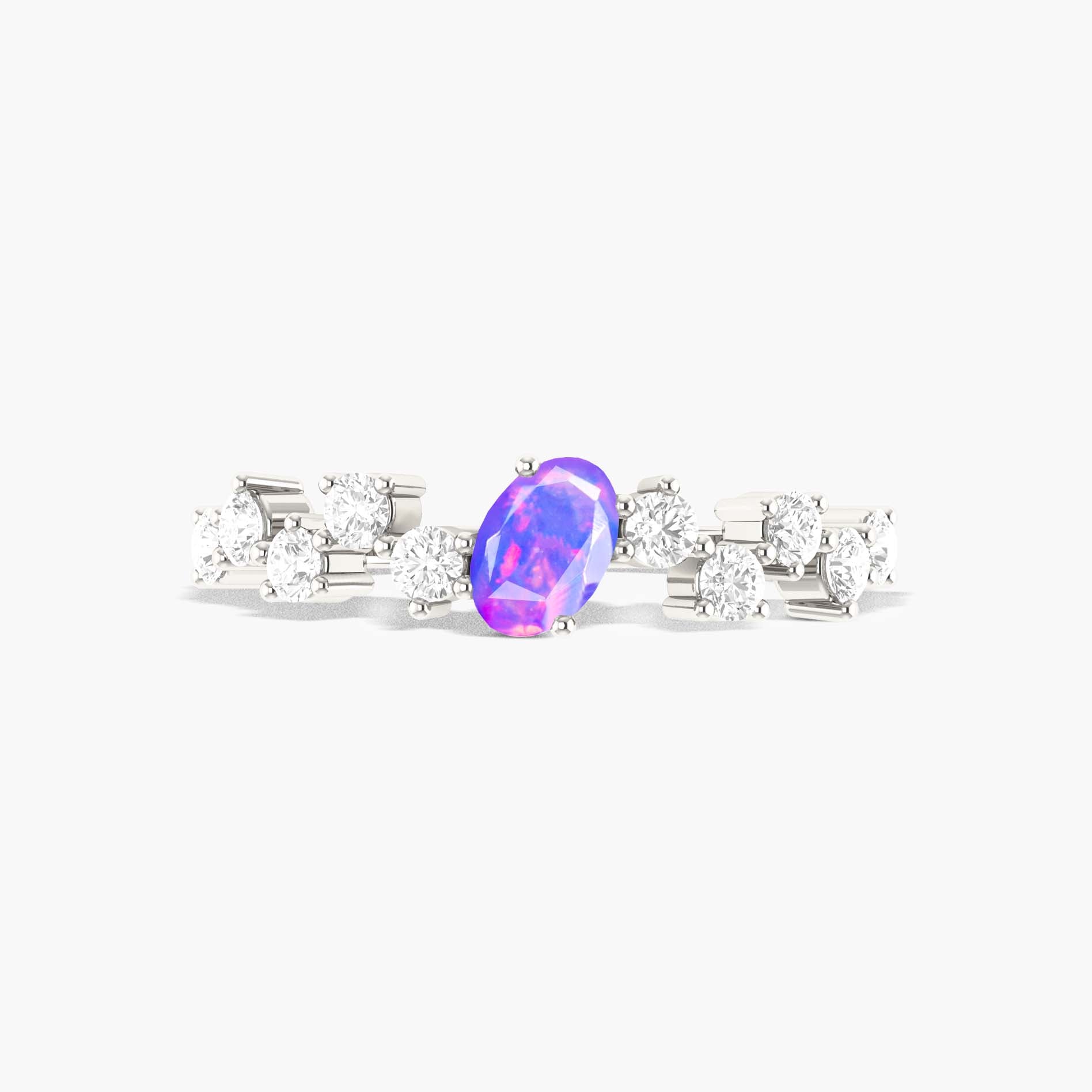 Lavender fire oval Ethiopian opal Handcrafted ring for her - Goodstone Jewels