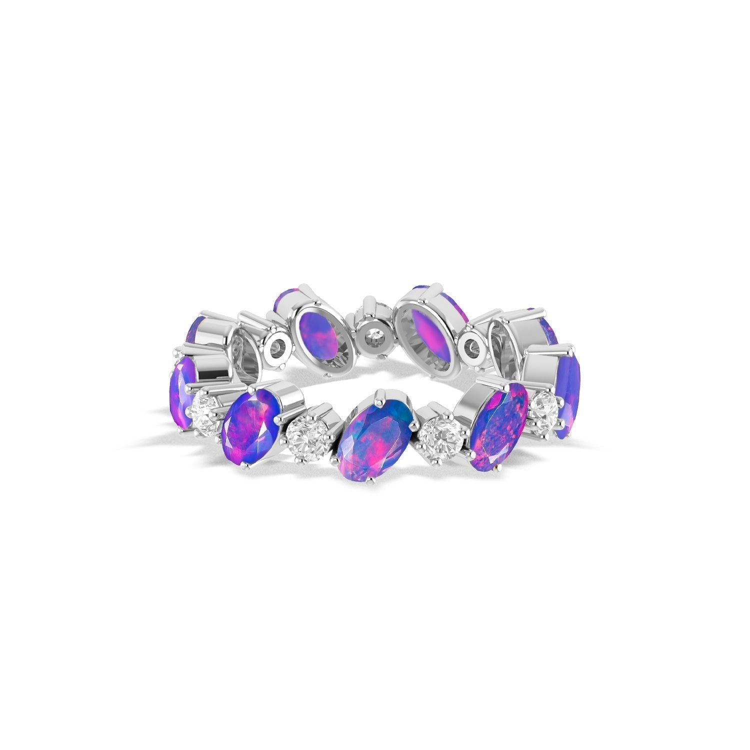 Lavender Fire Oval Faceted Opal Ring for Women - Goodstone Jewels