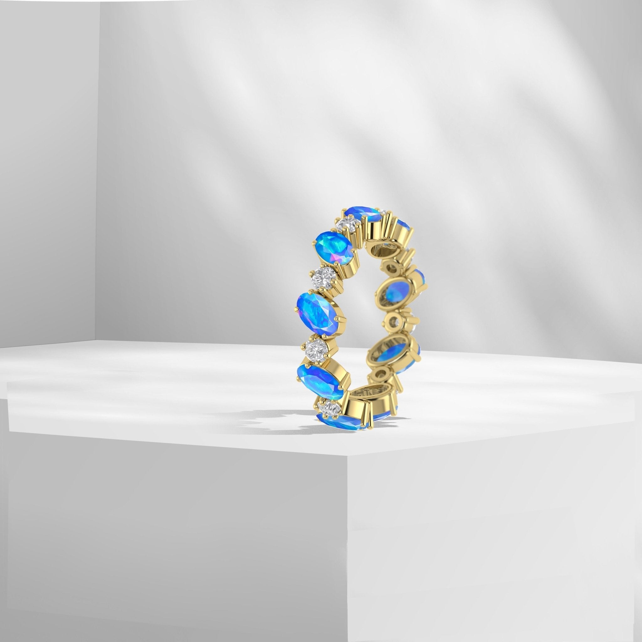 Lavender Fire Oval Faceted Opal Ring for Women - Goodstone Jewels